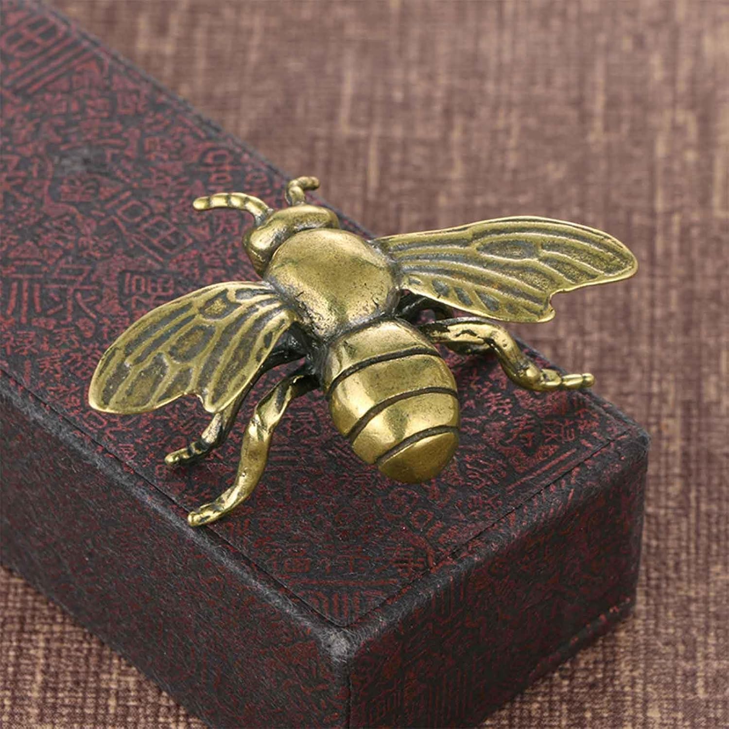 SnowOwl Small Brass Sculpture Solid Metal Statue Ornament Mini Animal Insects Figurine for Home Office Garden Desktop Decor 3PC（ Bee ） (Gold-7) image 5
