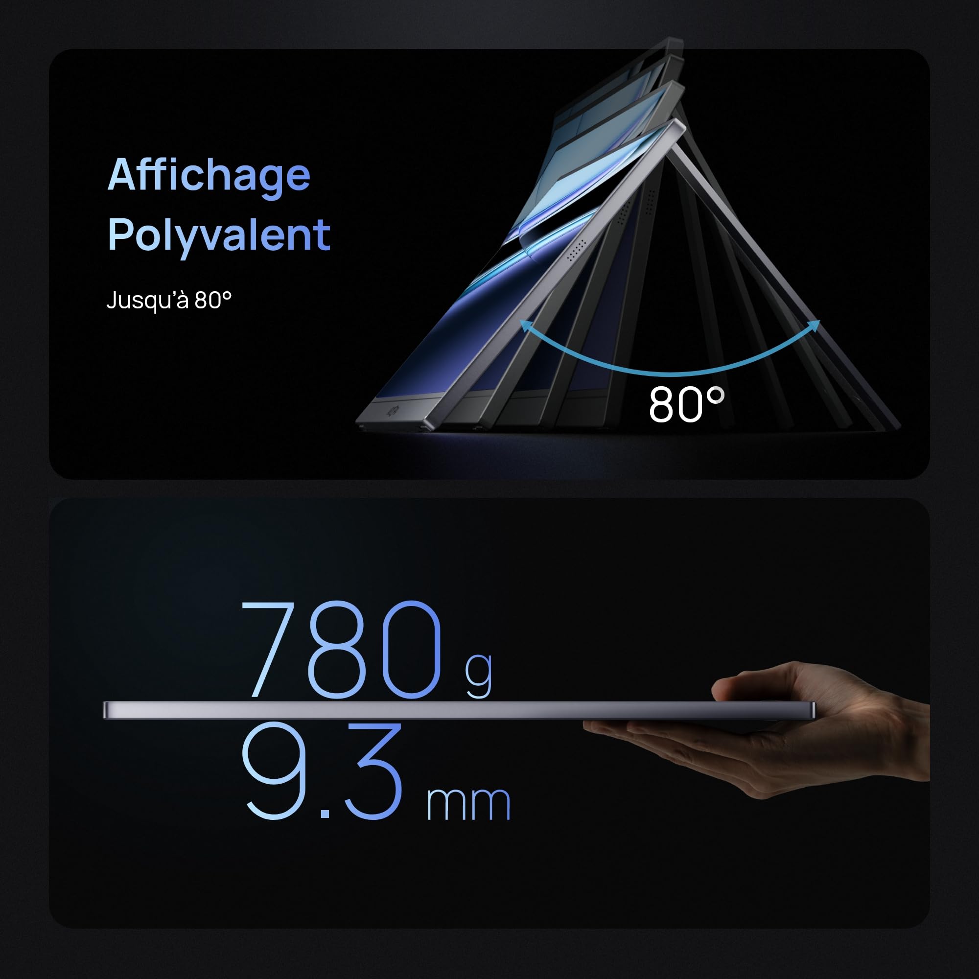ARZOPA Moniteur Portable 16,1" 2,5K 180 Hz Écran Portable Gaming QHD 2560×1440 107% sRGB HDR10,Design Mince, Compatible PS5, Xbox, Switch, PC, Mac - Z3FC Gris