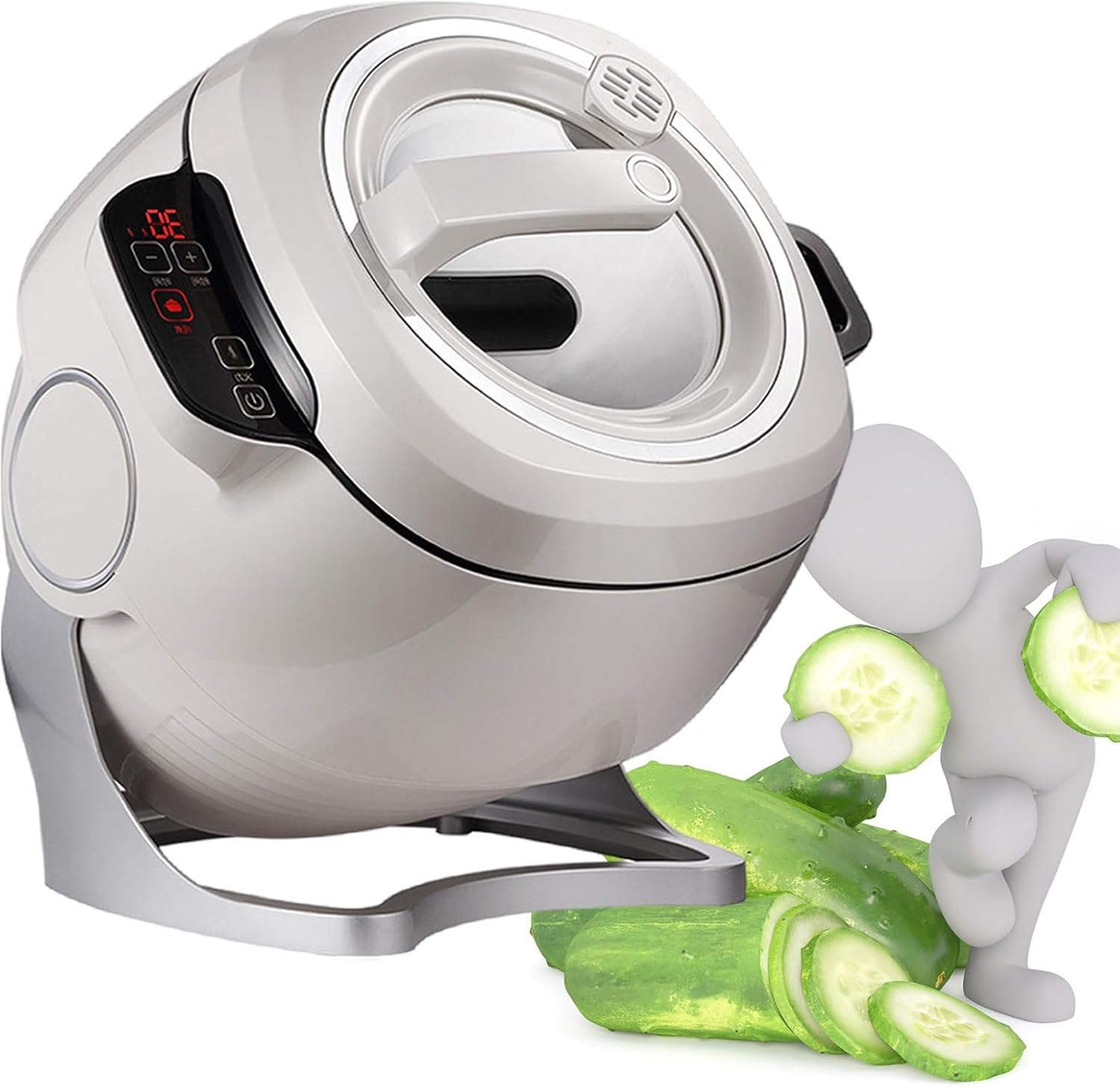 6L Full Automatic Cooking Machine, Portable Automatic Stir Fry Cooker with 360° Automatic Rotation Function, Auto Cooking Wok Machine for Home Restaurants