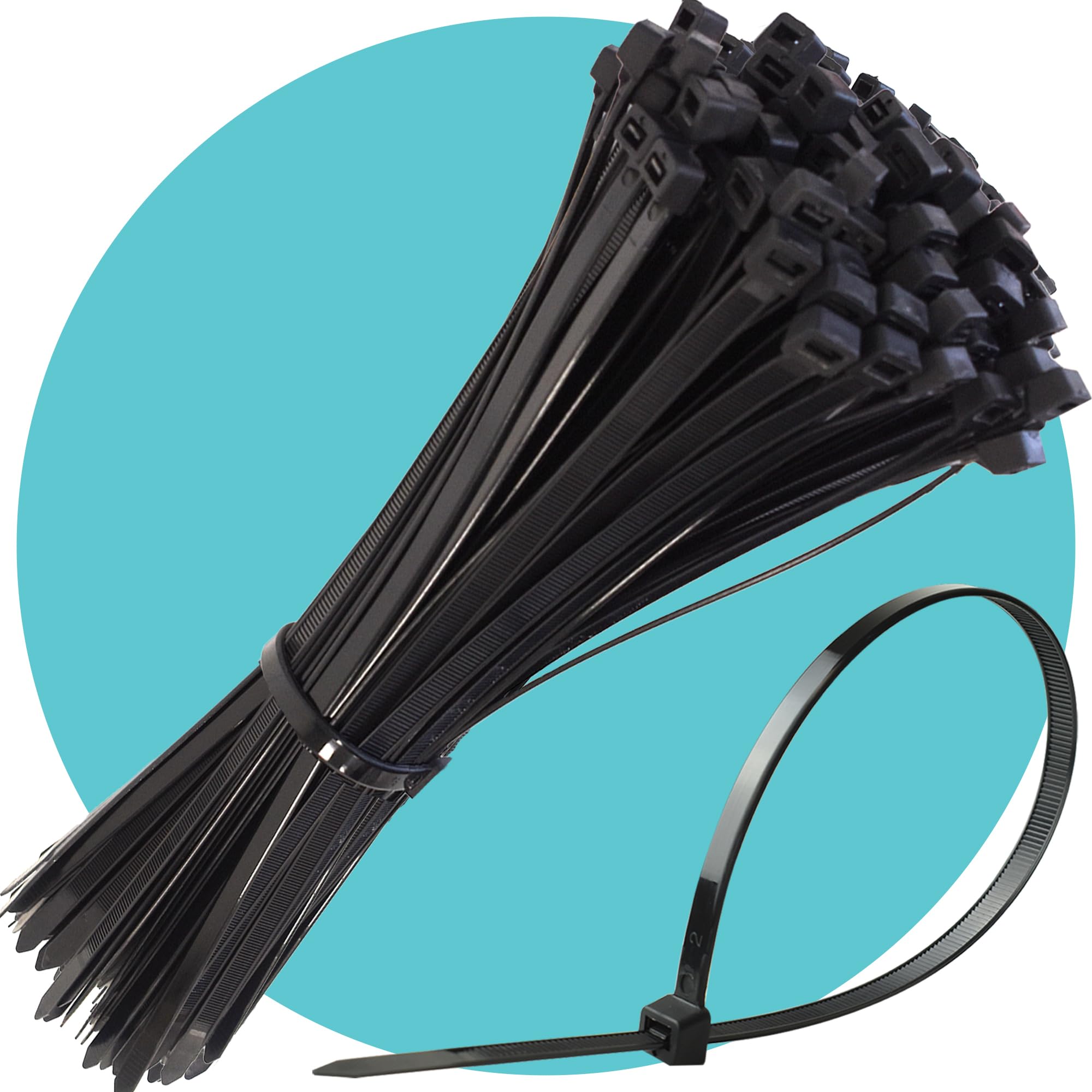 Triplast Essential Black Cable Ties - Pack of 500 x 12" Long Handy Zip Ties (300mm x 3.6mm) - Self Locking Anti-Slip & UV Resistant Nylon Plastic Tie Wraps for Cable Management & Indoor/Outdoor Use โ image 1
