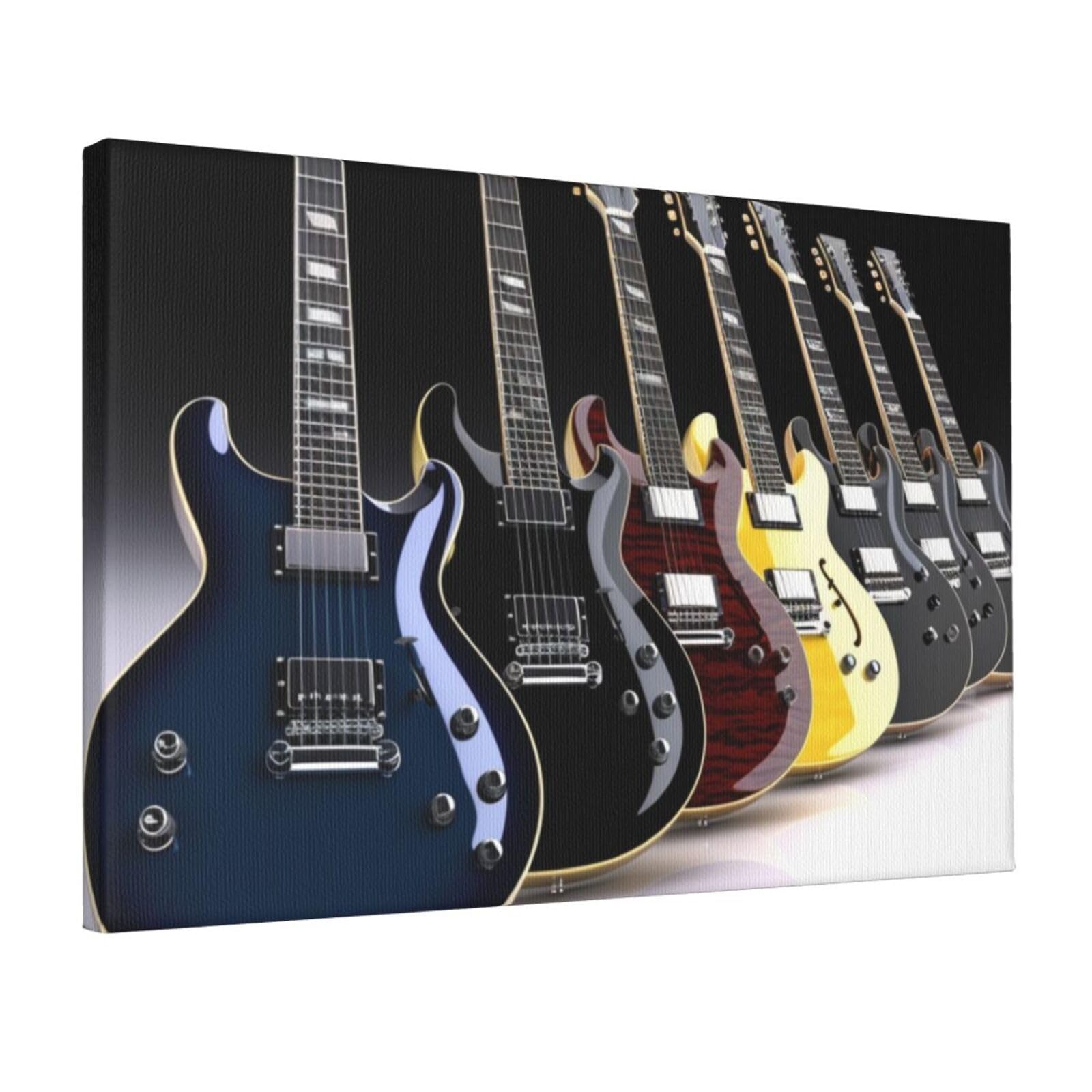 KLOPH electric guitar Canvas Wall Art for Living Room 12"x18" Modern Artwork Painting for Bathroom Hanging Canvas Prints Aesthetic Wallart for Bedroom Kitchen Office Wall Decor