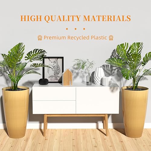 Miniatura 3 de QCQHDU Macetas de 21 pulgadas de alto para plantas de exterior e interior, paquete de 2 macetas resistentes para plantas de árbol para porche