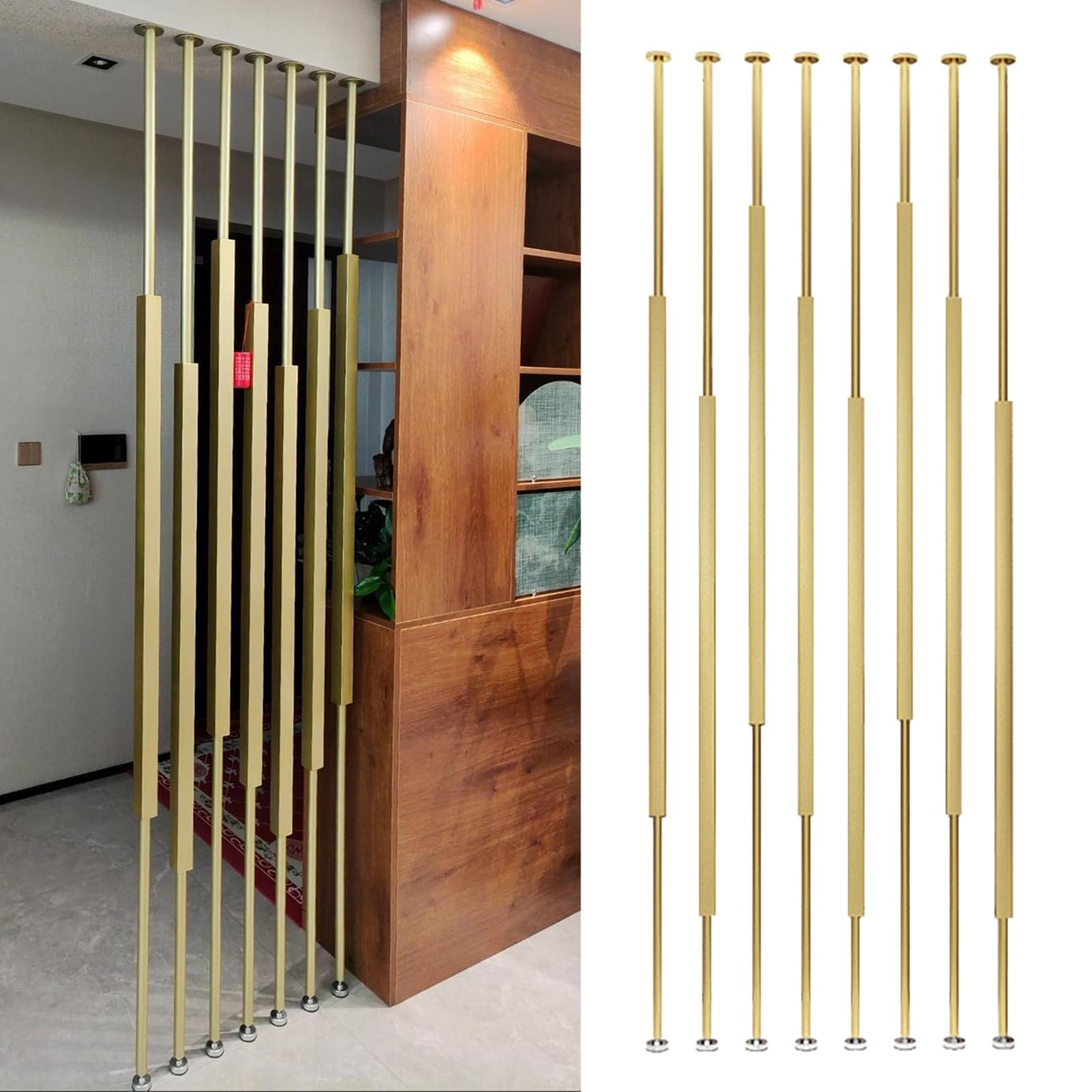 Séparateur de pièce réglable en métal lattes haut de gamme 120 cm fixation sol plafond