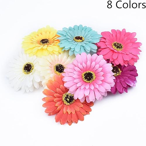 Miniatura 3 de 50 cabezas de flores falsas a granel, cabezas de margaritas artificiales, cabeza de flores gerberas para manualidades, decoración del hogar, boda,