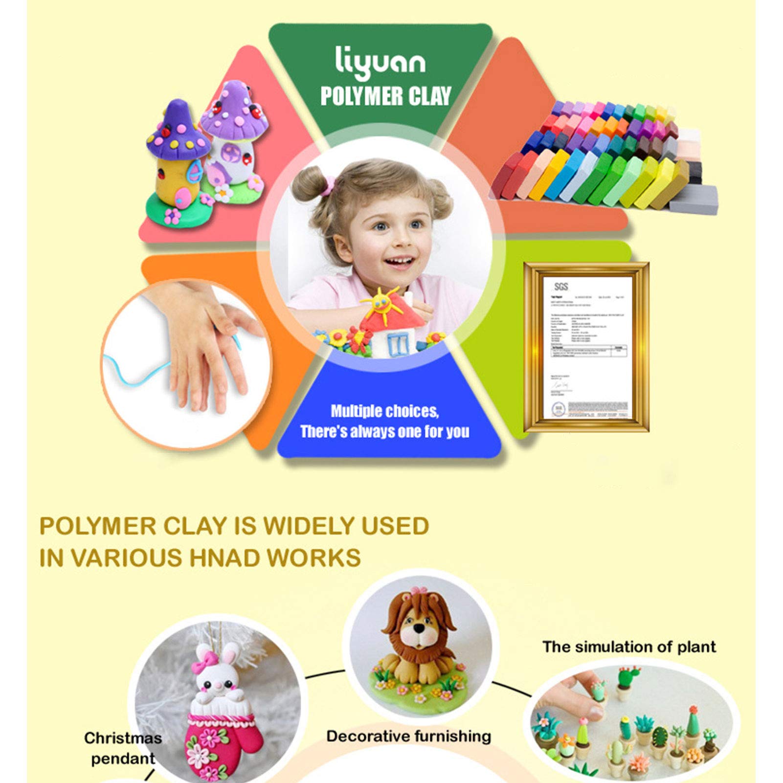 Pâte Polymère - 24/32/60 Couleurs Safe Et Non Toxique Pâte Polymère, DIY Pâte Polymère Craft Kit avec Outils Et Accessoires, Meilleur Cadeau pour Les Enfants (60 Couleurs)