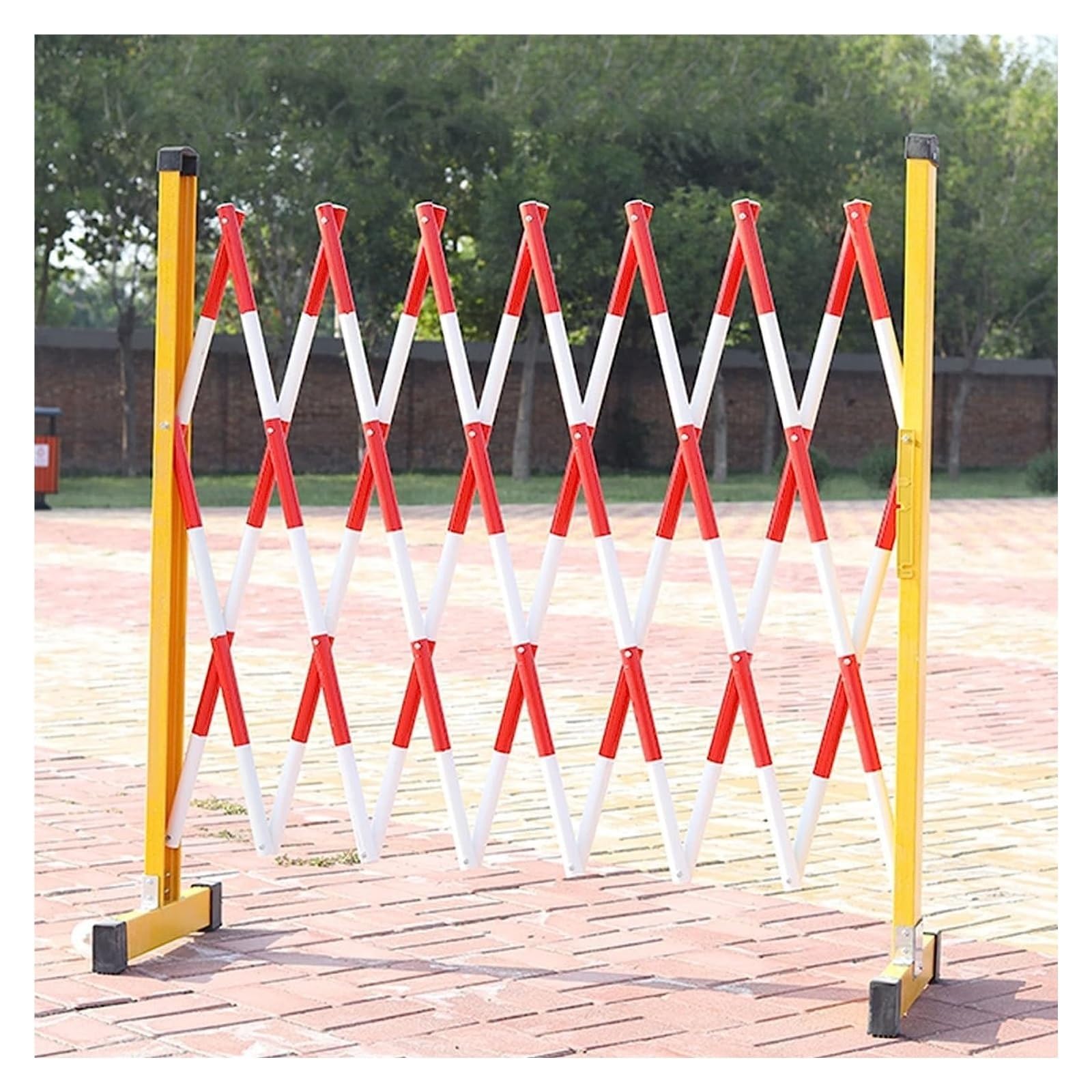 WOTZOV Expandable Mobile Barricade Stable Retractable Barrier, Expandable Industrial Metal Barricade, Traffic Fence With Casters, Garage Construction Driveway Flexible Crowd Con,L 500cm/16.4ft
