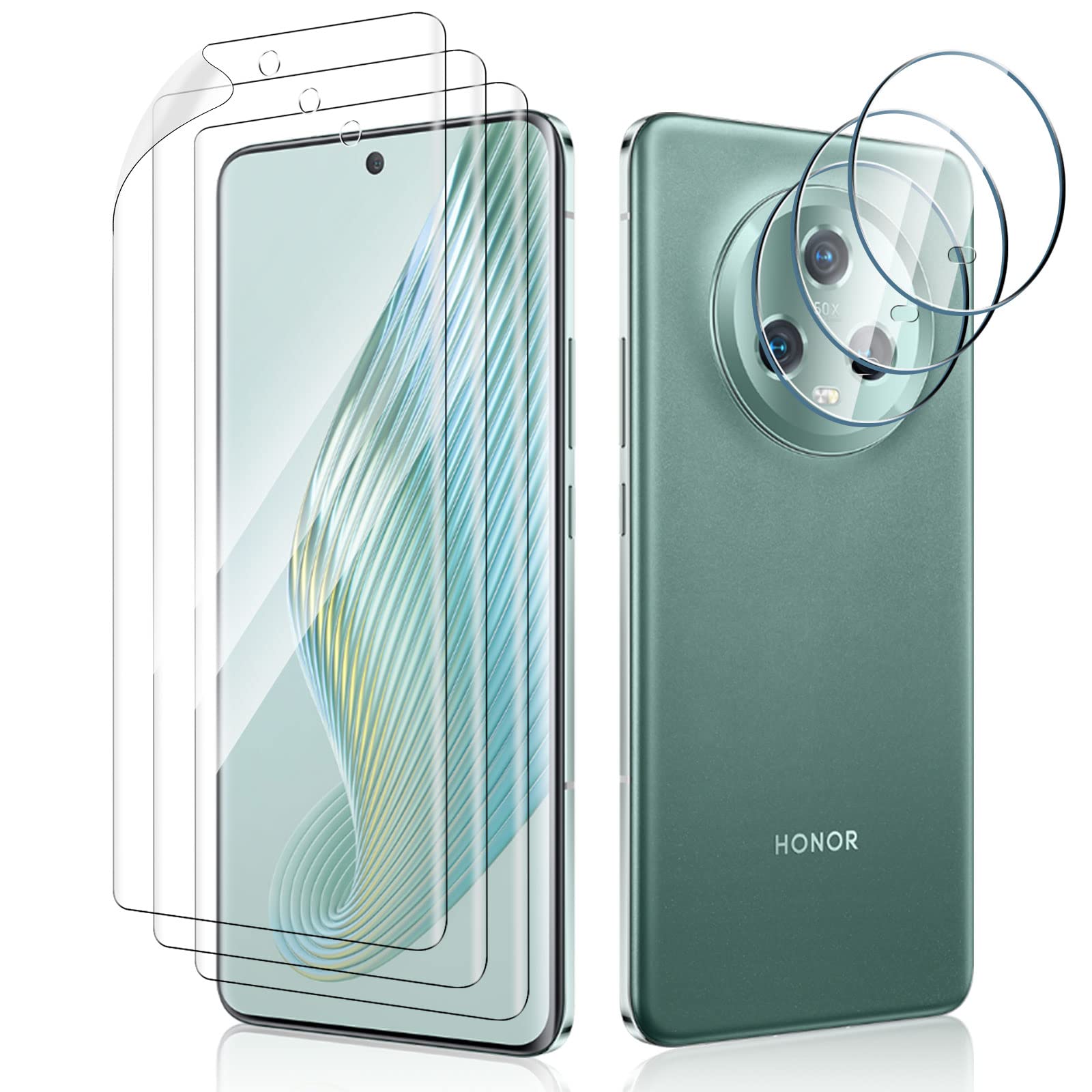 PYue Screen Protector Compatible with Honor Magic5 5G Screen Protector + Camera Lens Protector [3 +3 Pack], Anti-Scratch Bubble-Free Ultra Resistant Protective Film HD Camera Protection