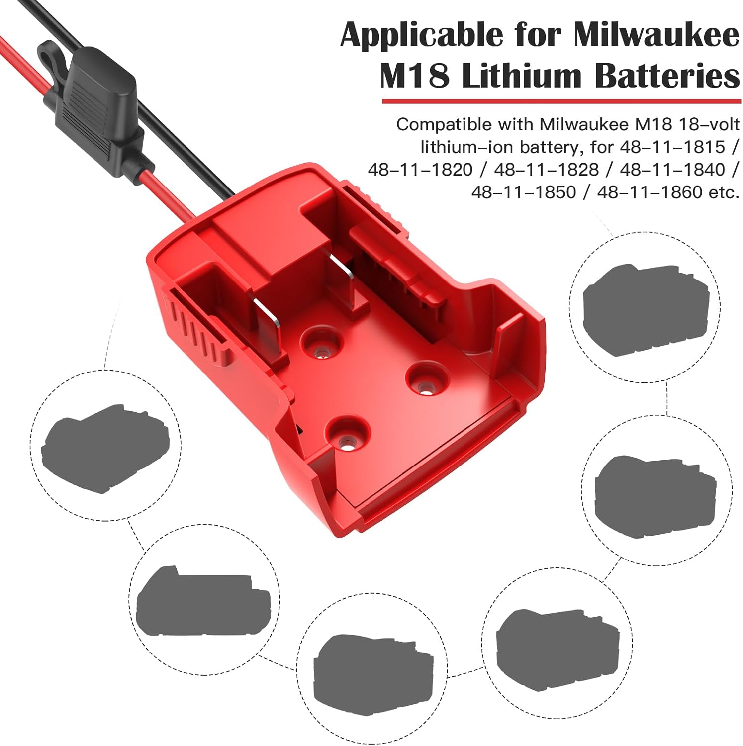 2 Packs Power Wheel Adapter for Milwaukee M18 Battery Adapter 18V Power Wheel Battery Converter with Fuses & Wire Terminals, 12AWG Wire, Power Connector for DIY Rc Car Toys, Robotics and Rc Truck - Image 4
