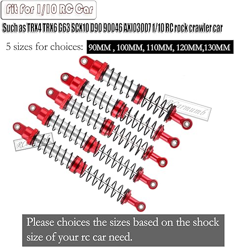 Vista 2 de Amortiguador universal de 4.331 in para coches de escala RC 1/10, aleación de aluminio 7075 RC amortiguador de choques ajustable universal Hops Up