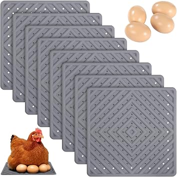 8 Pcs Chicken Nesting Pads, Washable & Reusable Chicken Nest Pads, Includes 4 Wooden Eggs, Soft Silicone Nest Box Pads for Egg Laying, Comfortable & Easy to Clean, 1212"