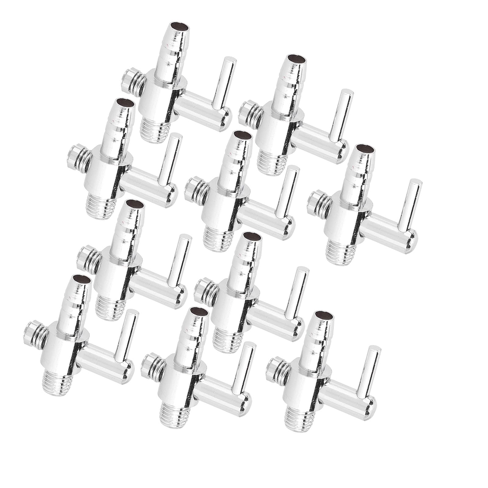 Naroote 10-teiliges Regelventil aus Edelstahl, Luftmengen-Einstellventil, Einzelnes Offenes Rückschlagventil mit Gewinde, Ideal für Aquarium-Luftpumpen