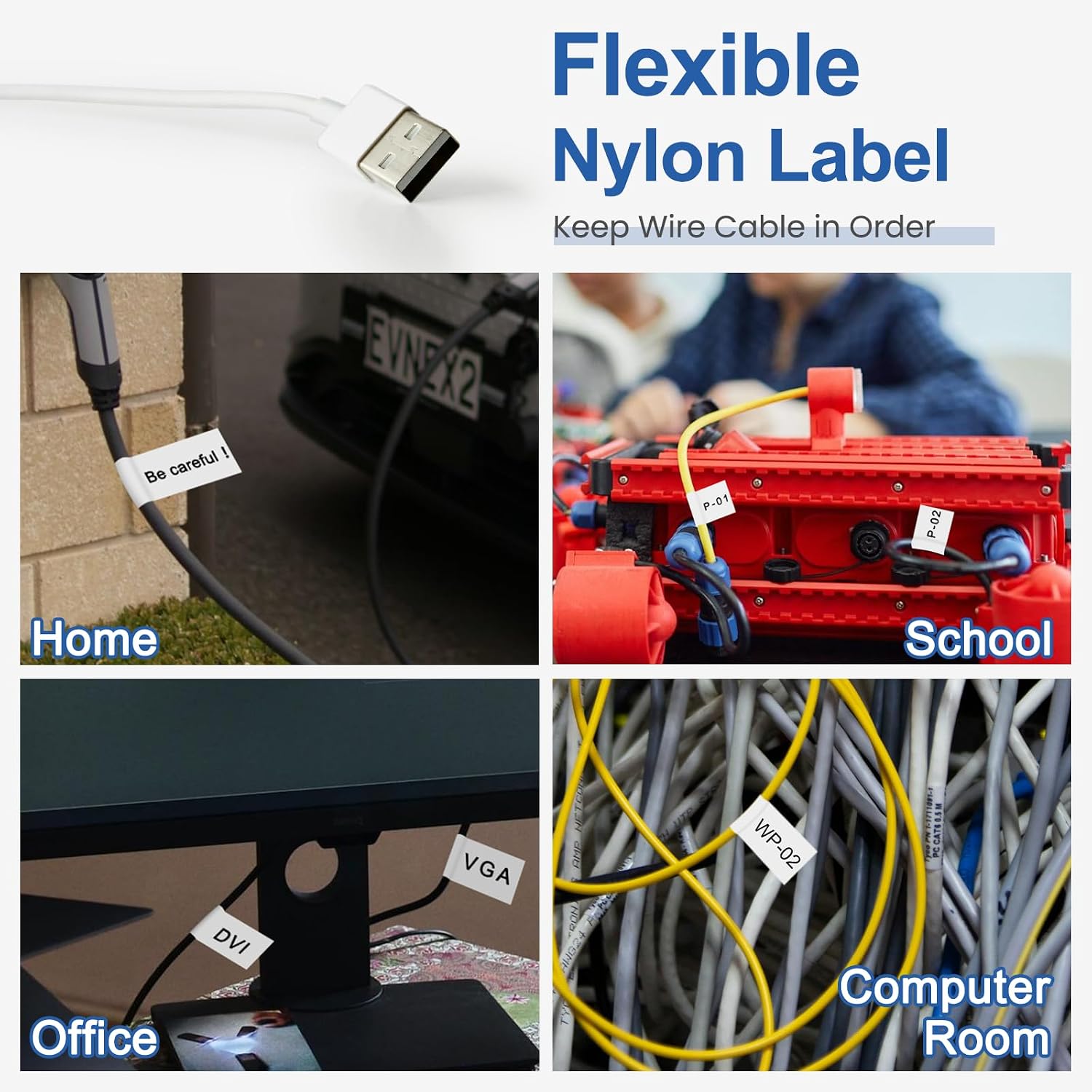 18489 Replace for Dymo Rhino 5200 4200 Label Tape 3/4 Rhino Industrial Flexible Nylon Compatible with Rhino 4200,5200,5000,6000 Label Maker Refills A18489, 3/4'' x 11.5', Black on White, 4 Pack