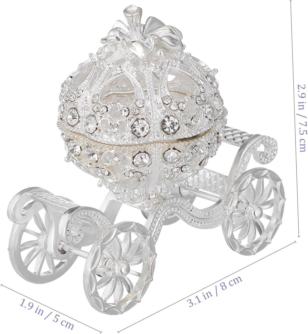 Pumpkin Carriage Jewelry Box Silver Alloy Indoor Decoration image 2