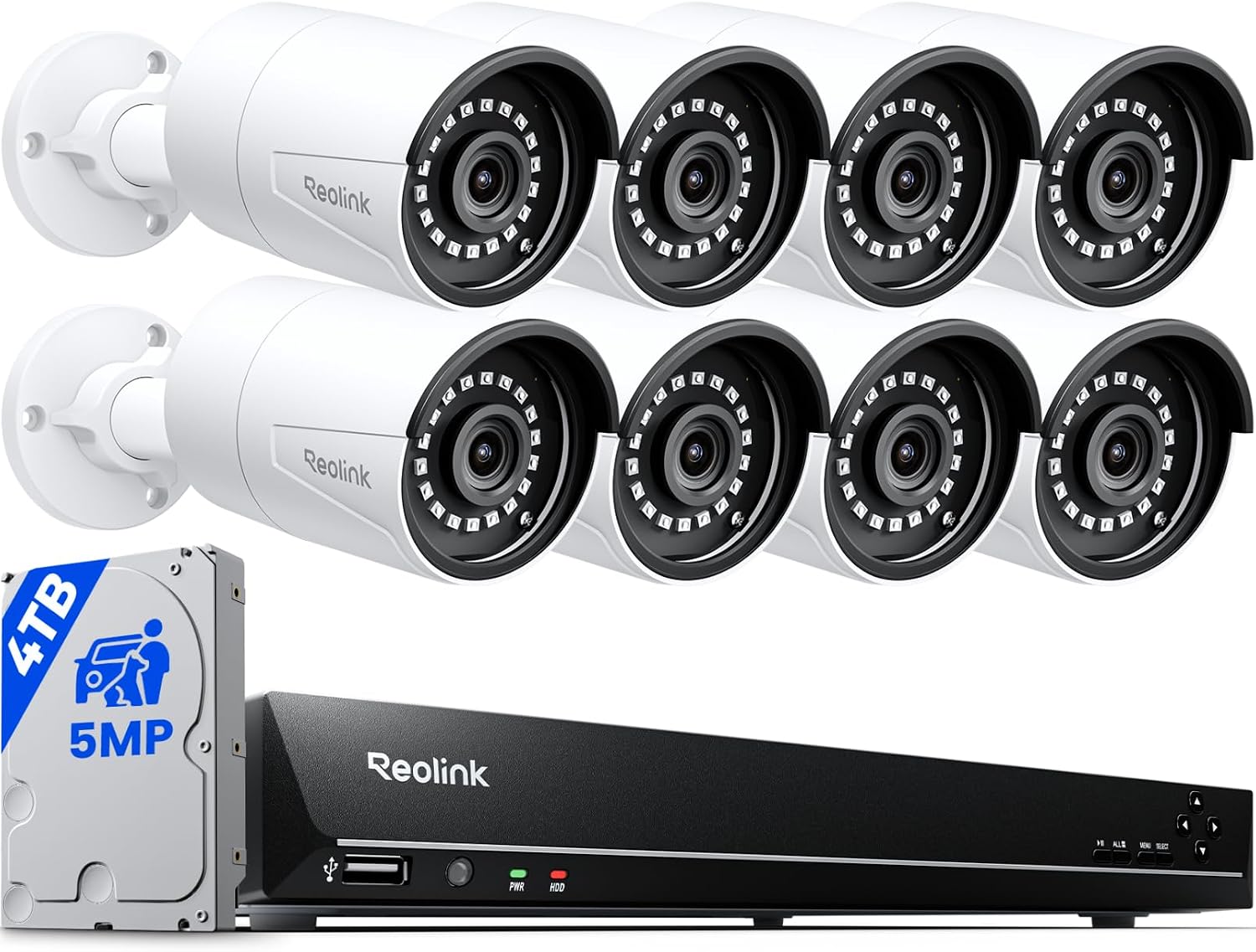 REOLINK 16CH 5MP Home Security Camera System with 4TB HDD RLK16-410B8-5MP