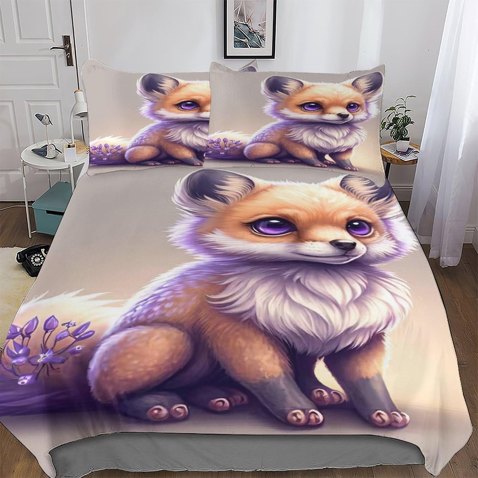 Parure de lit renard anti-pli pour lit 220x240 fini la corvée de repassage du linge de lit