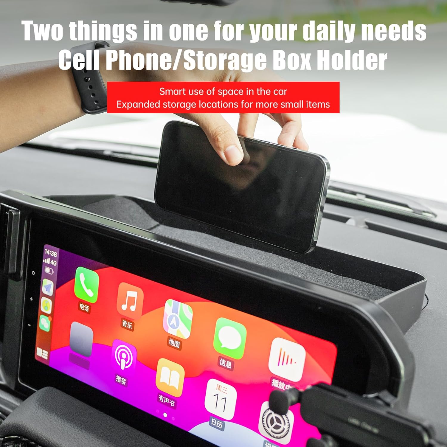 Car Cell Phone Holder for 2024-2025 2026 Toyota Land Cruiser 250 1958 Prado LC250 J250 Dash Storage Organizer Organizer Screen Fixed Cell Phone Holder Interior Tuning Accessories