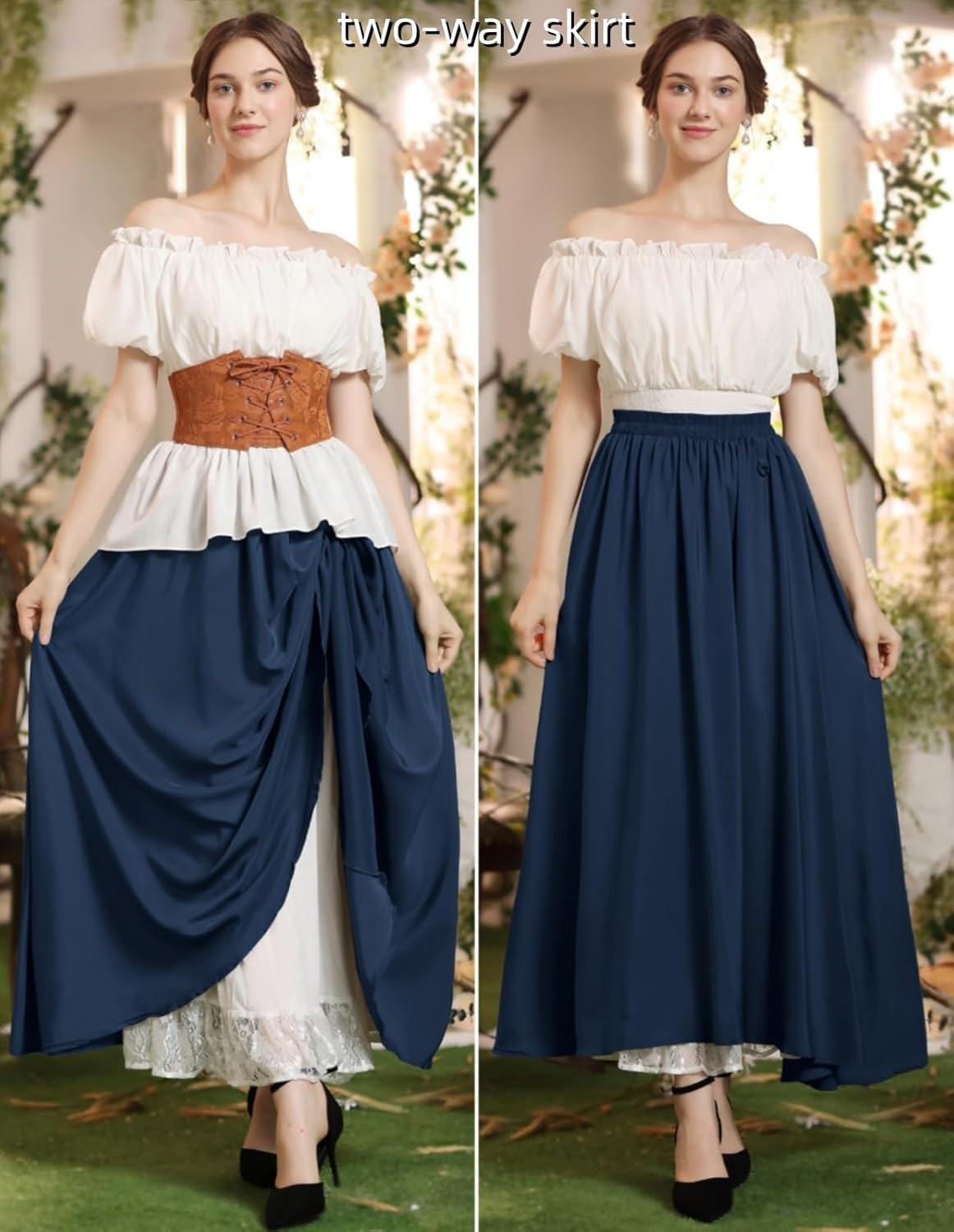 Scarlet Darkness Maxi Long Skirt for Women Double Layered Renaissance Skirts - Image 2
