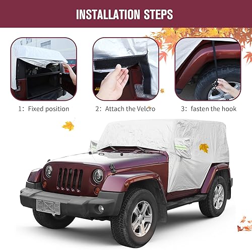 Miniatura 5 de RT-TCZ Cubierta para sombrilla de lluvia y nieve para automóvil, accesorios para Jeep Wrangler JK JL 2007-2024 de 2 puertas, resistente al viento, a