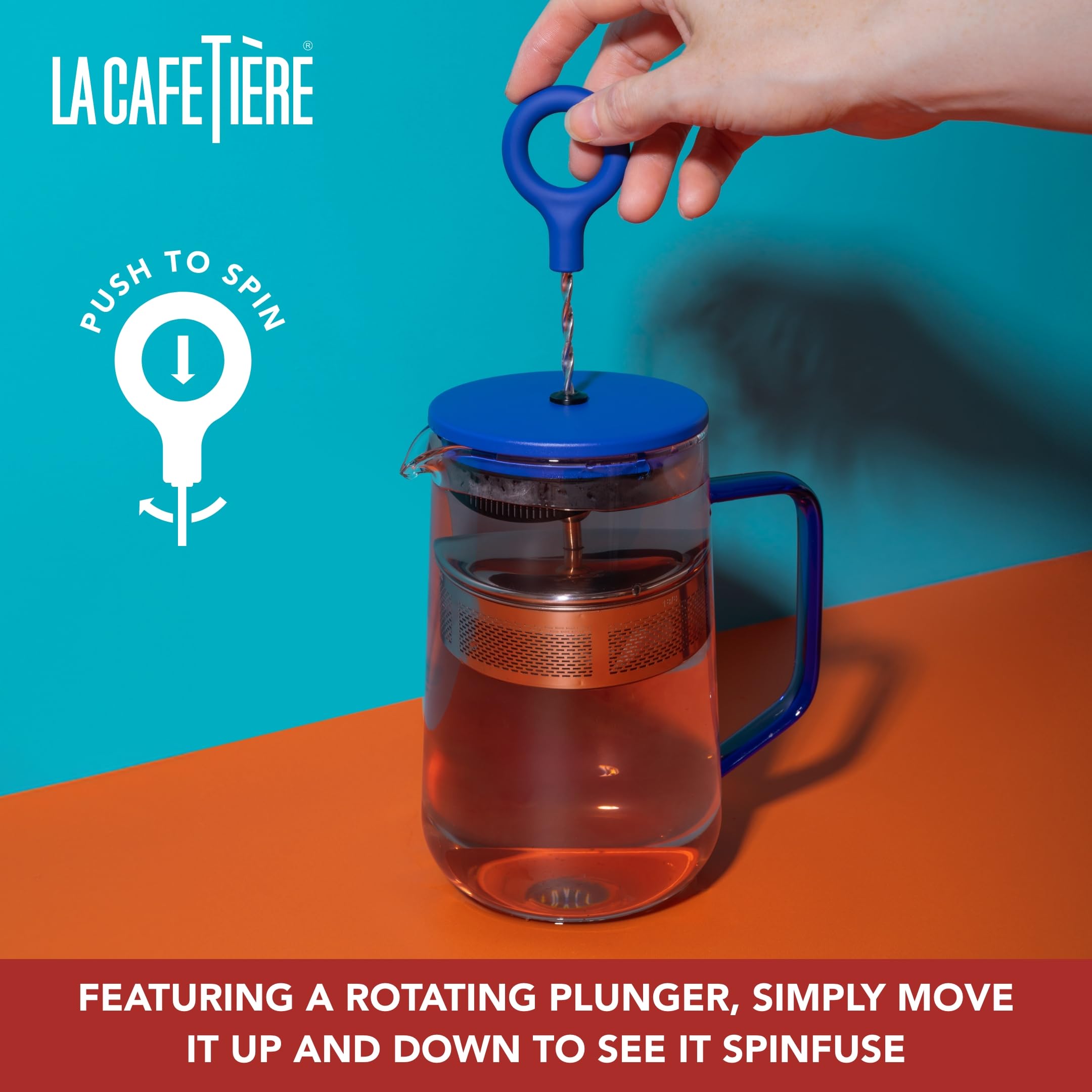 La Cafetière Gyro Spinfuser Teapot Blue Colour, 4 Cup - Image 3