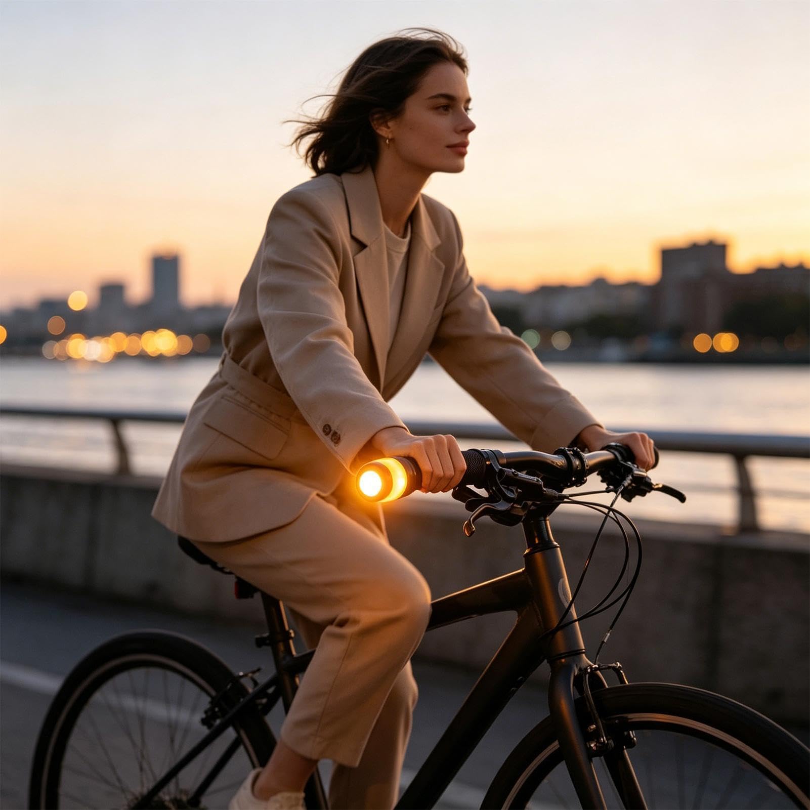 Clignotants de vélo, poignée de guidon LED rechargeable par USB – Indicateurs de scooter électrique – pour vélo, équitation de nuit, parking, trajet, route urbaine, montagne
