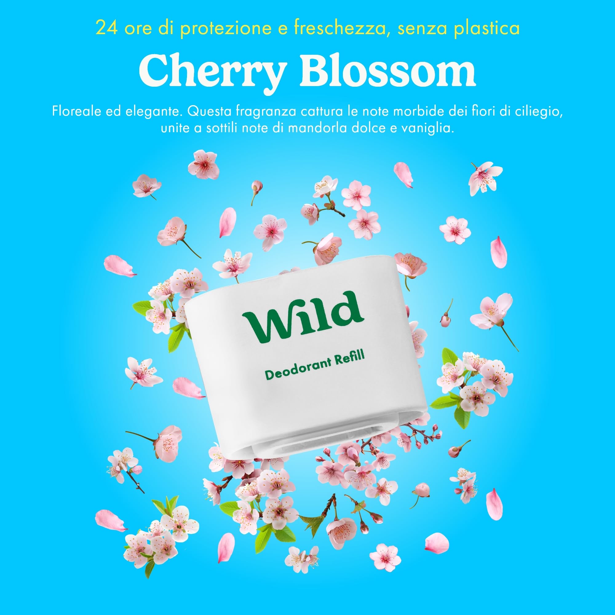 Starter pack deodorante naturale ricaricabile Wild 0% alluminio - Contenitore stampa Api e 5 ricariche da 40g con varie fragranze fresche - 24h di protezione dagli odori -Vegano e delicato sulla pelle