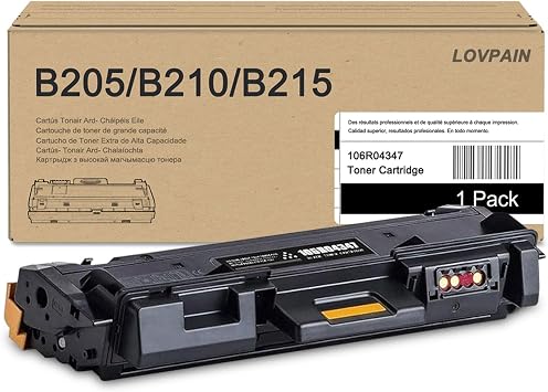 B205/B210/B215 Black High Capacity Toner Cartridge 1-Pack - 106R04347 Black Toner Cartridge 3,500 Pages Replacement for Xerox B215 B205 B210 Printer