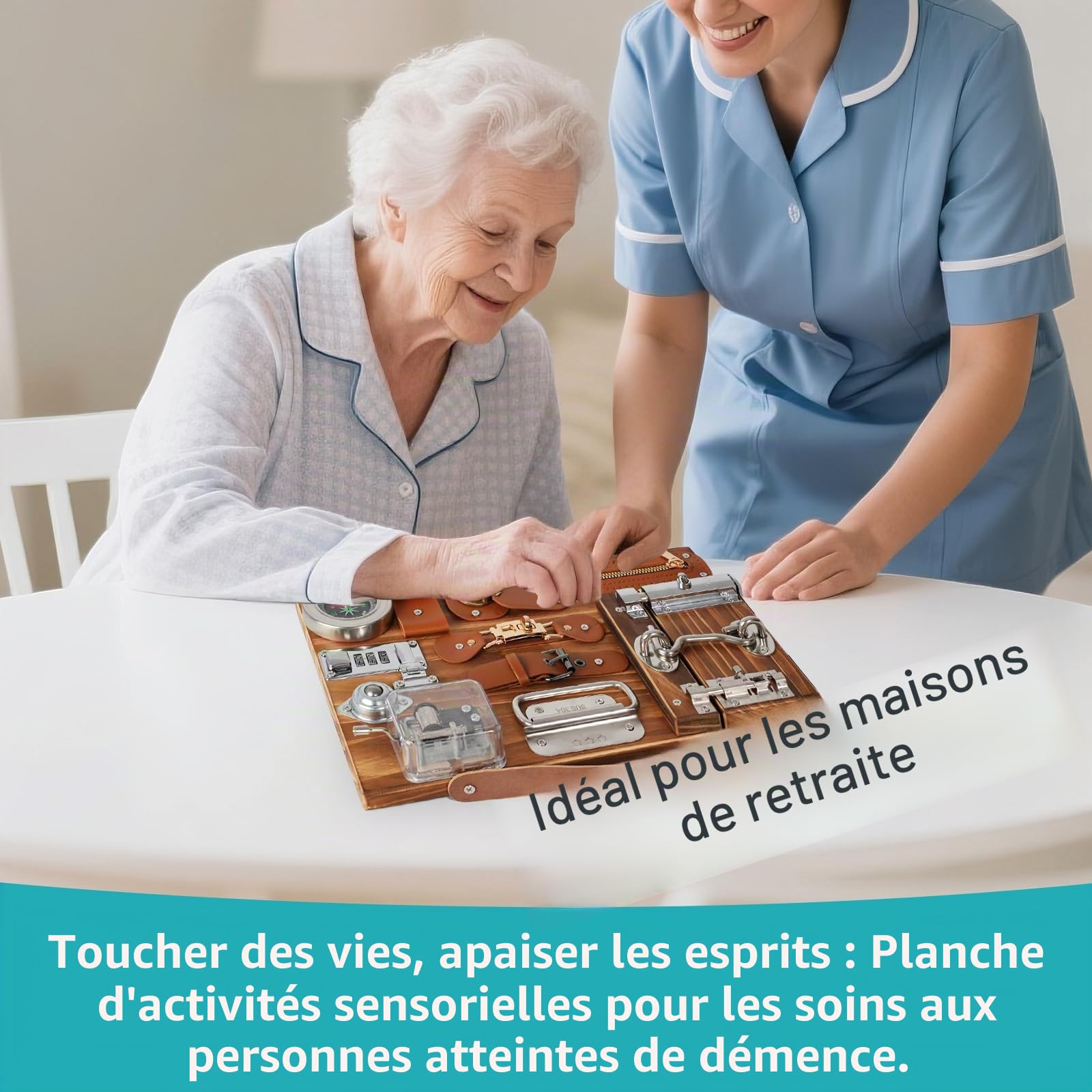 lefeke Fidget Busy Board pour adultes atteints de démence, activités apaisantes et jeux pour personnes âgées, activités de démence pour personnes âgées, produits d'assistance aux patients âgés