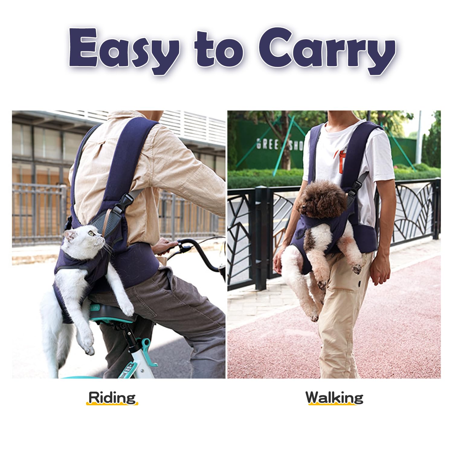 Sac à dos pour chat et chien – Sac de voyage avec maille respirante, sac de transport réglable pour animaux de compagnie de petite et moyenne taille, pattes à l'extérieur, facile à installer pour les