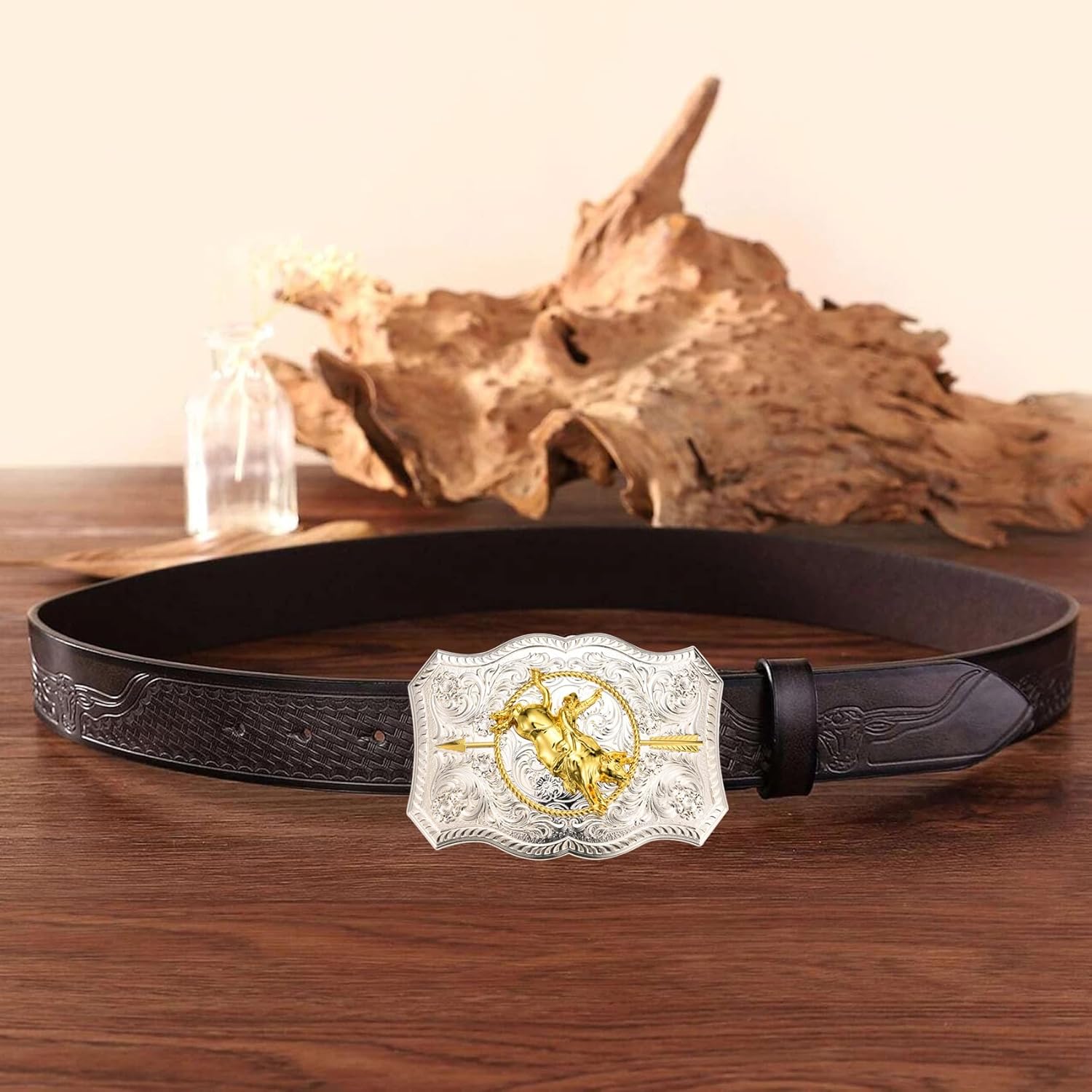 Western American Belt Buckle Silver Golden Texas Hat Belt Buckles for Men, Cowboy Belt Buckles Men Western Cowboy - Image 4