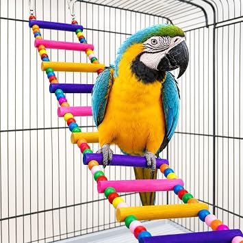 Flexible Wooden Bird Ladder Bridge for Cages, 25 in, 10 Steps