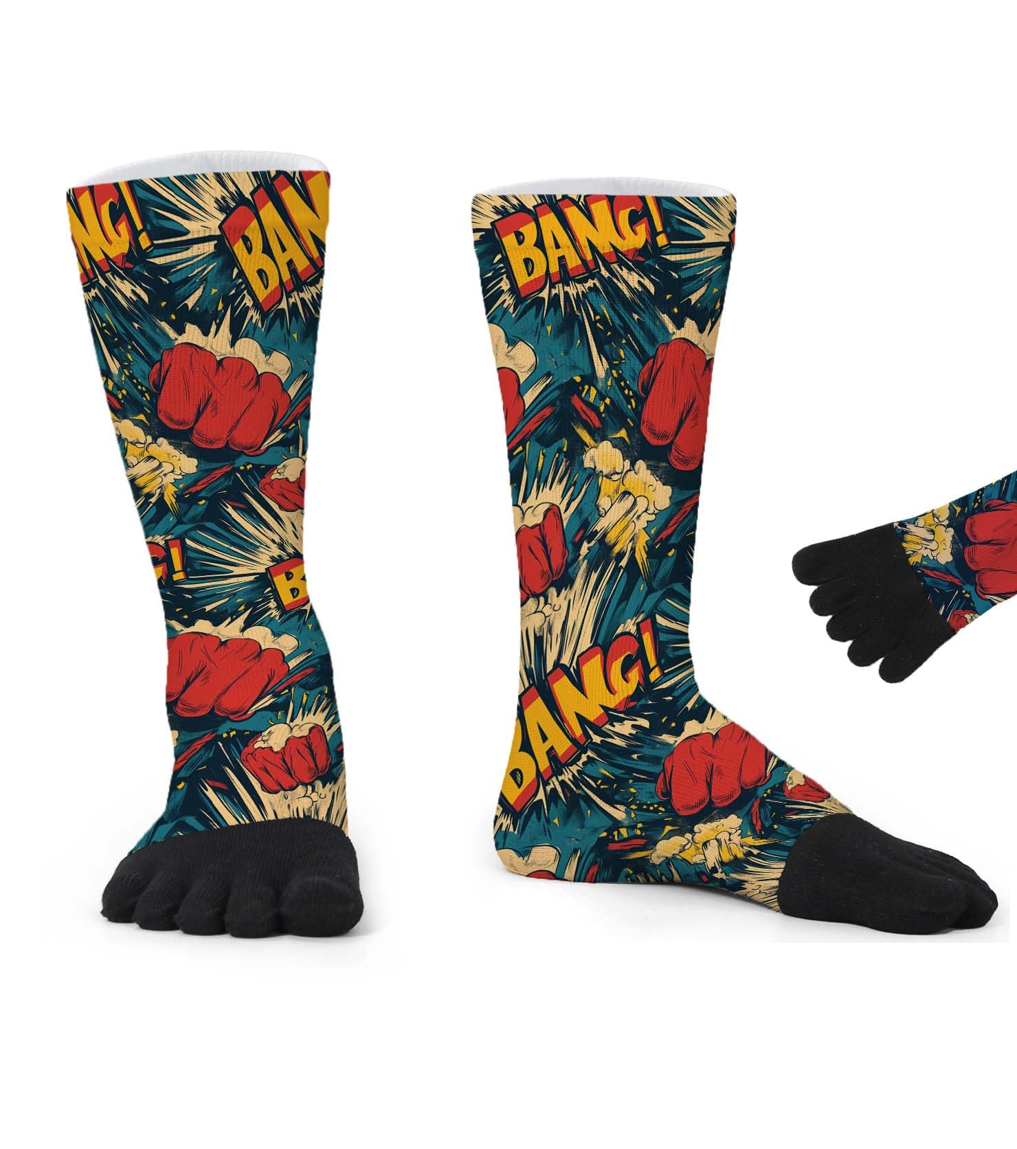 SnuYucto Funny Toe Socks for Men and Women | Novelty Five Finger Socks for Running | Fits Women Size 9-11 and Men Size 10-13