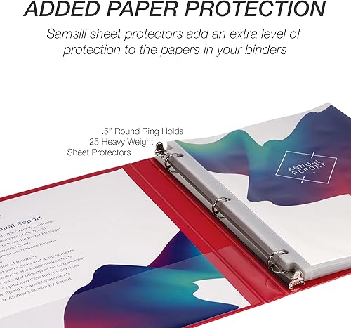 Miniatura 7 de Samsill (MP48513) - Carpeta de 3 anillos redondos de 12 pulgada, fabricada en los EE. UU., con cubierta transparente personalizable para insertos,