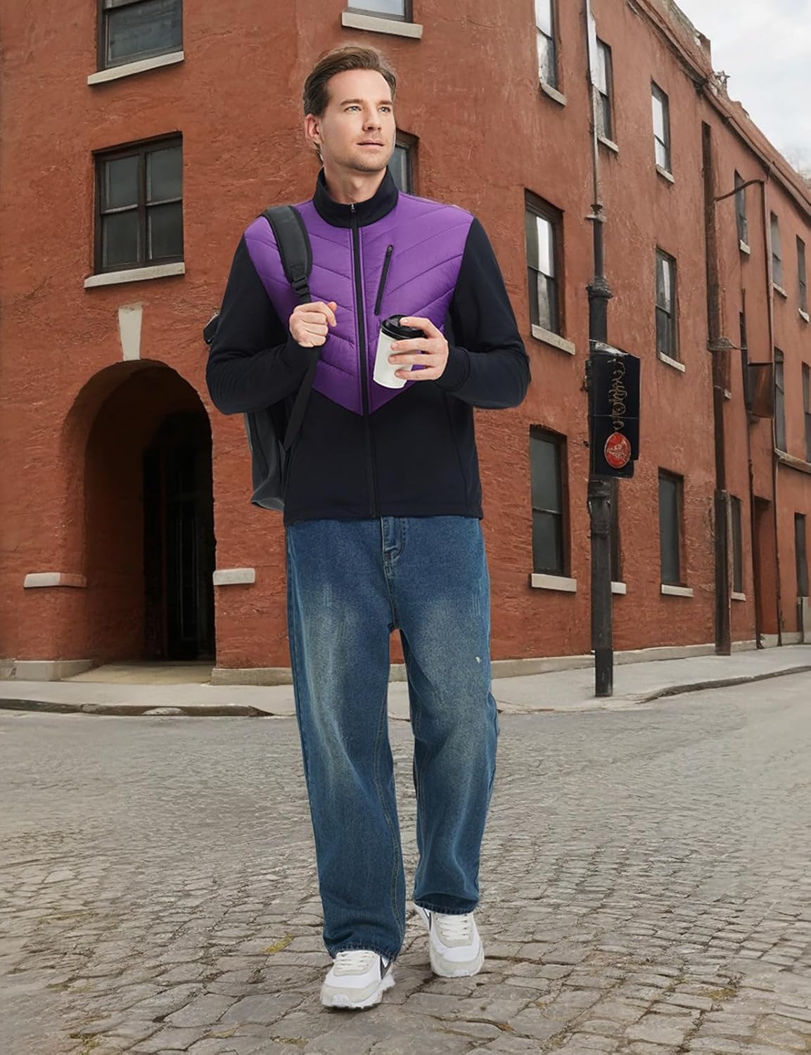 baleaf Men's Cycling Jacket Puffer Lightweight Coat Windproof Warm Winter 5 Pockets Packable Running Hiking - Image 3