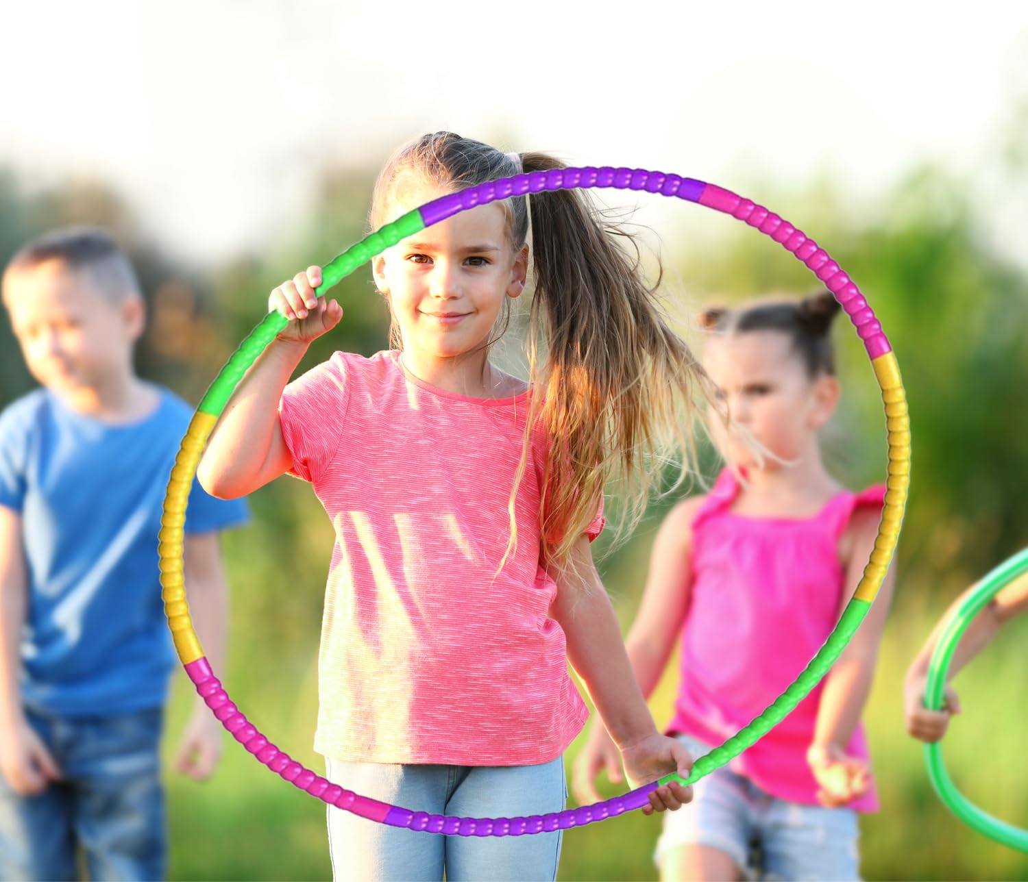 Fentar Cerceau Enfant, Cerceau Hula Hoop Détachable En 6 Parties, Cerceau Hula Hoop Enfant De 64 Cm De Diamètre, Hula Hoop Fitness Au Design De Vagues, Cerceau Fitness De Gymnastique Et De