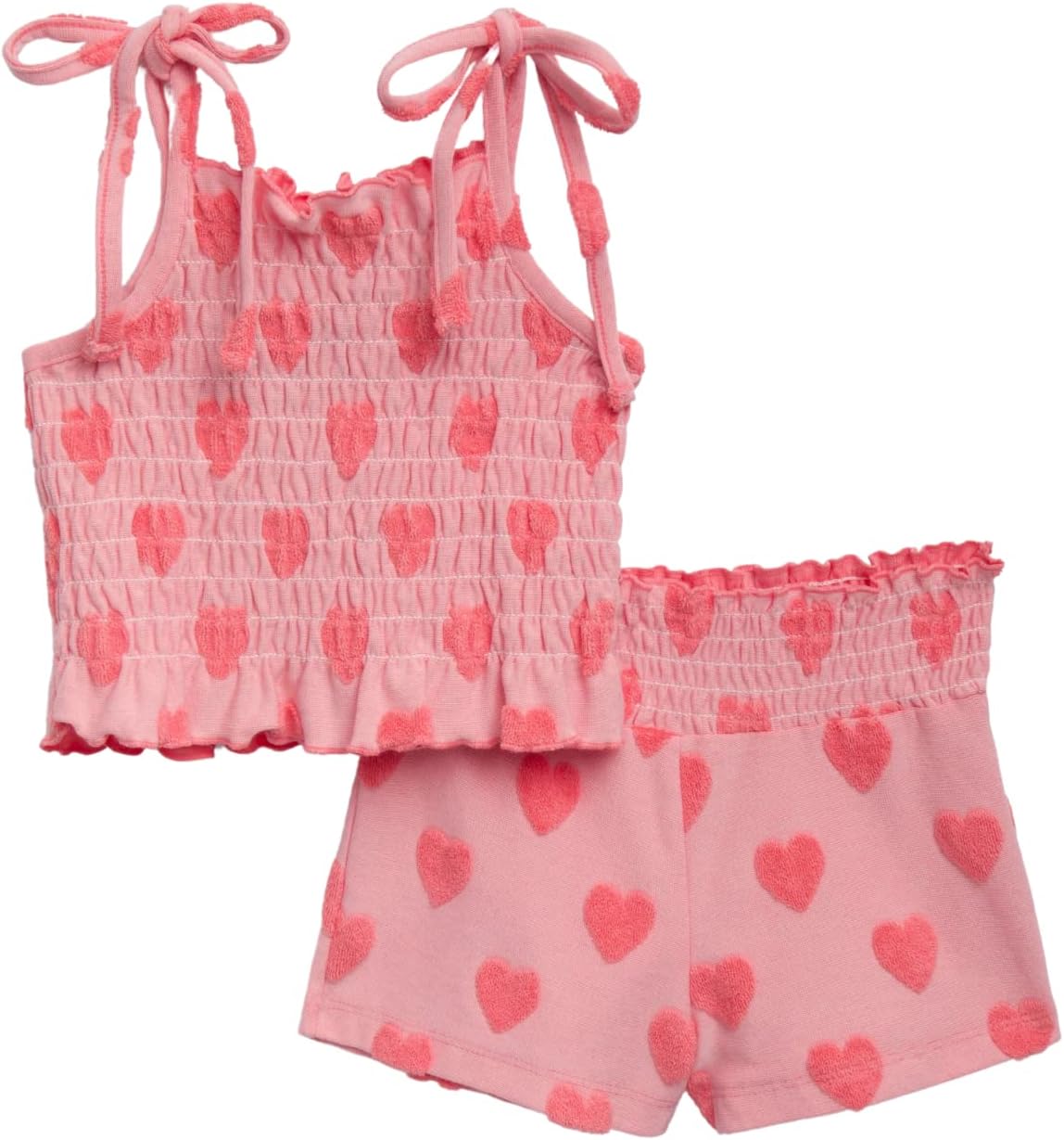 Splendid Kid's Summer Hearts Tank Set for Toddler, Peach Sherbert 6T US