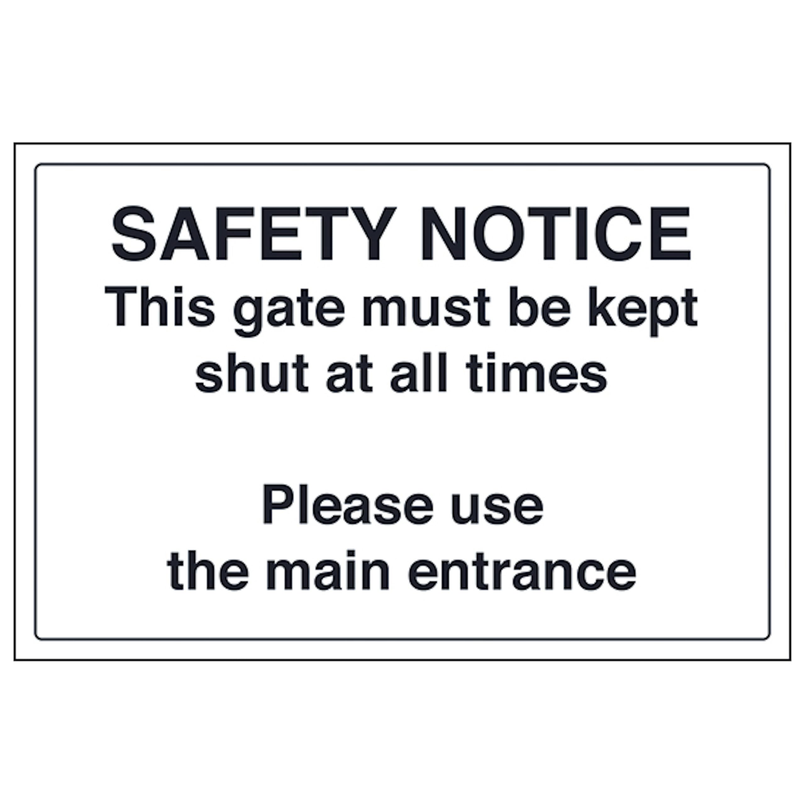 V Safety This Gate Must Be Kept Shut At All Times 300 x 200 mm - Glow In The Dark 1mm Rigid Plastic Safety Sign