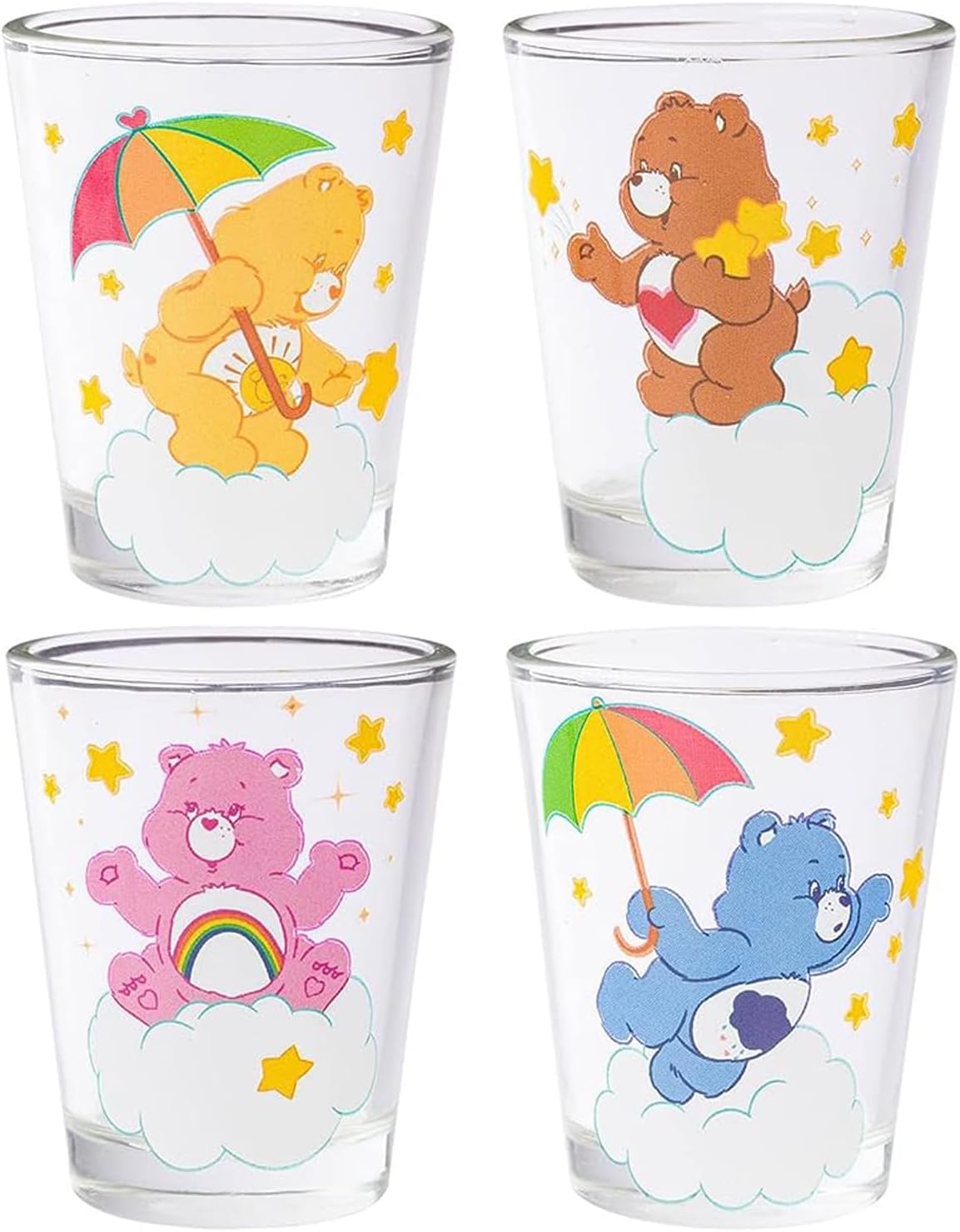 Care Bears Clouds 4-Pack Mini Glass Set, 1.5 Ounces