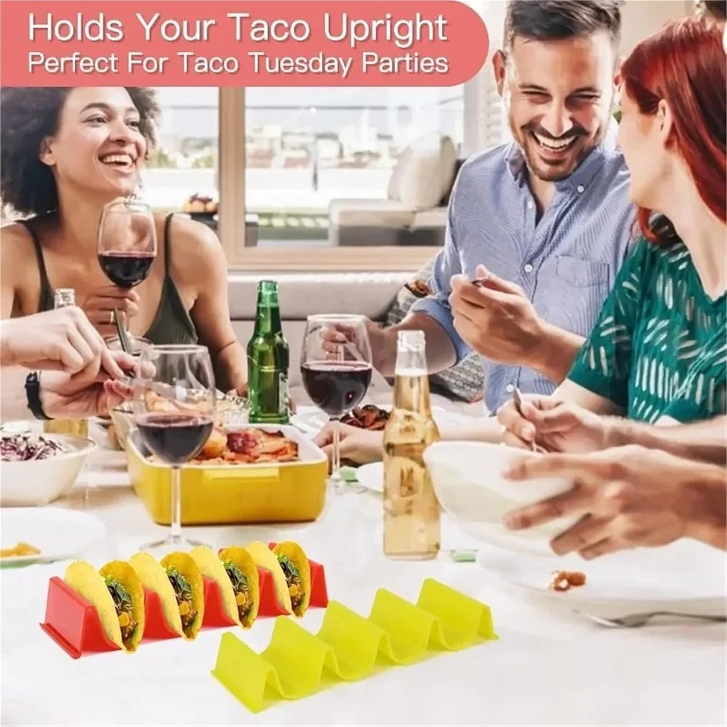Taco Holder 10pcs Tacos Pancake Shelf Holder Tortilla Wave Shape Tray Plastic Colorful Pizza Roll Food Display Holders For Baking and Grill(PURPLE)