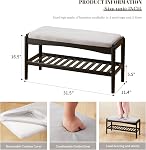 STDDRE Shoe Bench Entryway Bamboo 2-Tier Shoe Rack with Cushion Padded Seat Shoe Bench Organizer Stable for Hallway, Living Room, Bedroom(31.5 * 11.4 * 16.5IN, Black-Gray)