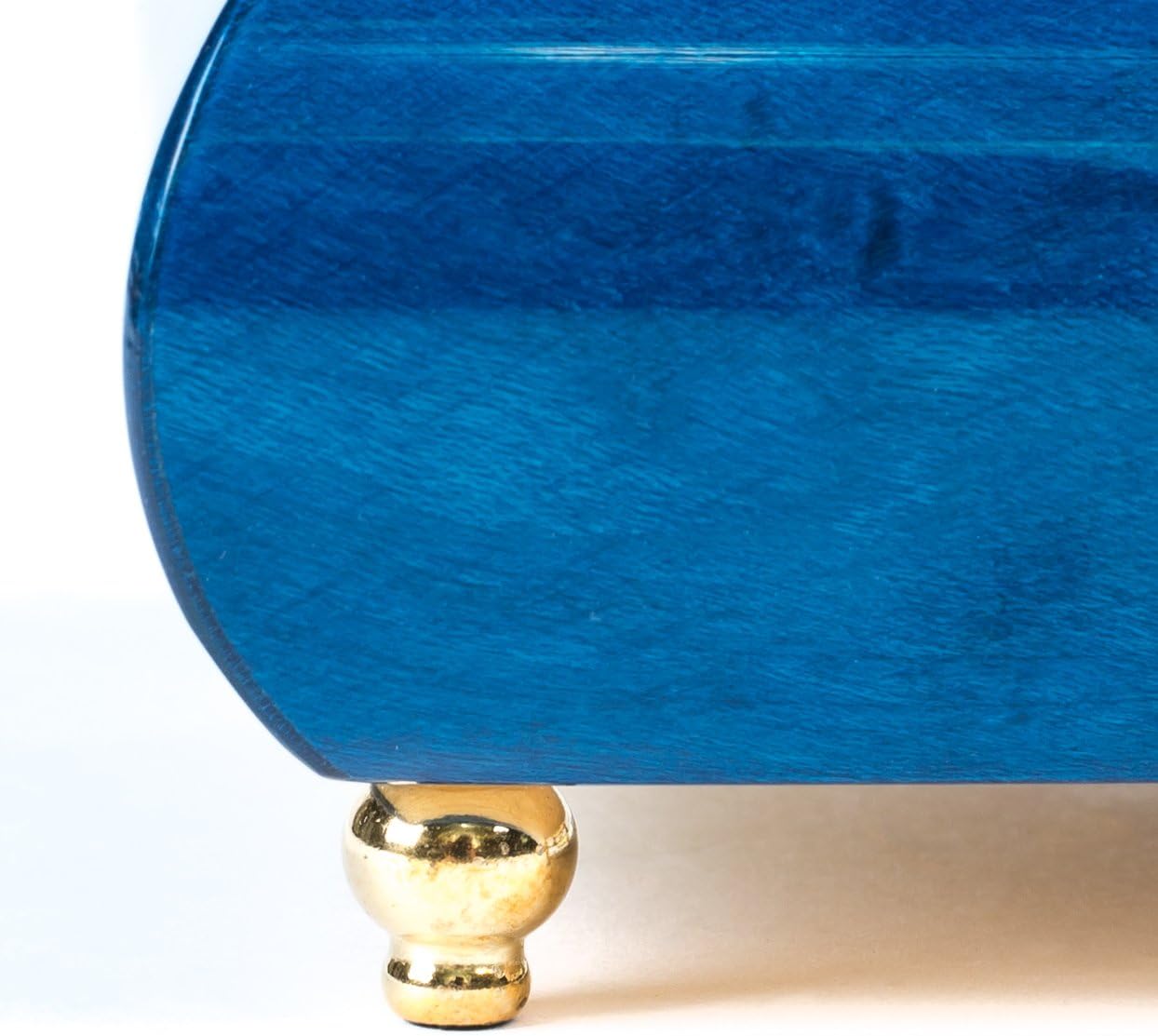 Dark Blue Butterfly Italian Hand Crafted Inlaid Elm Wood Musical Box Plays Tune Minuet Serenade #11 by Mozart