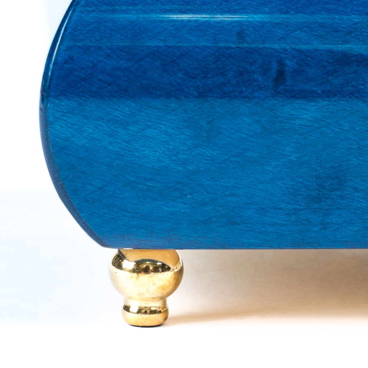 Blu scuro farfalla italiana realizzata a mano in legno di olmo Musical box plays Tune Blue Danube Waltz