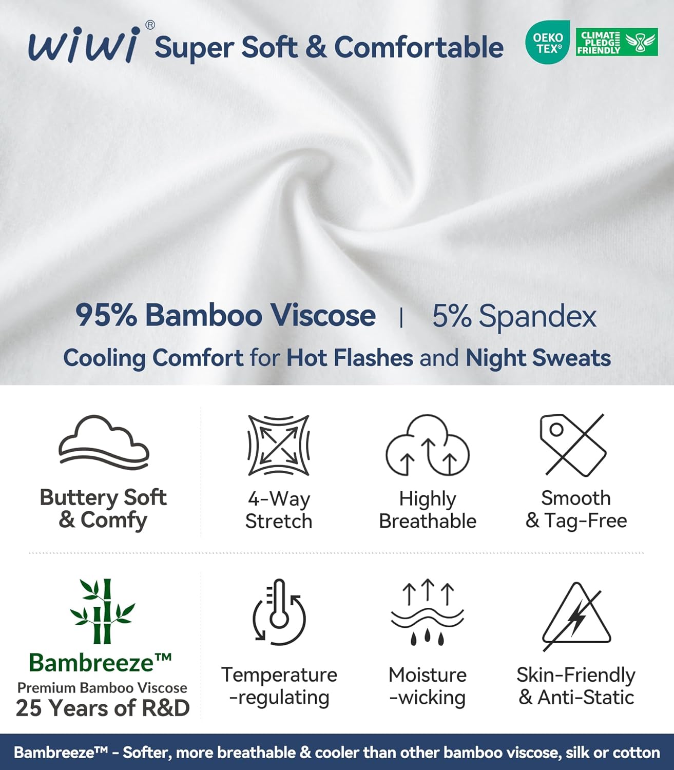 WiWi Women's Bamboo Viscose Scoop Neck Short Sleeve T Shirt Casual Summer Cooling Basic Tee Tops Soft Lounge Pajamas S-XXL - Image 6