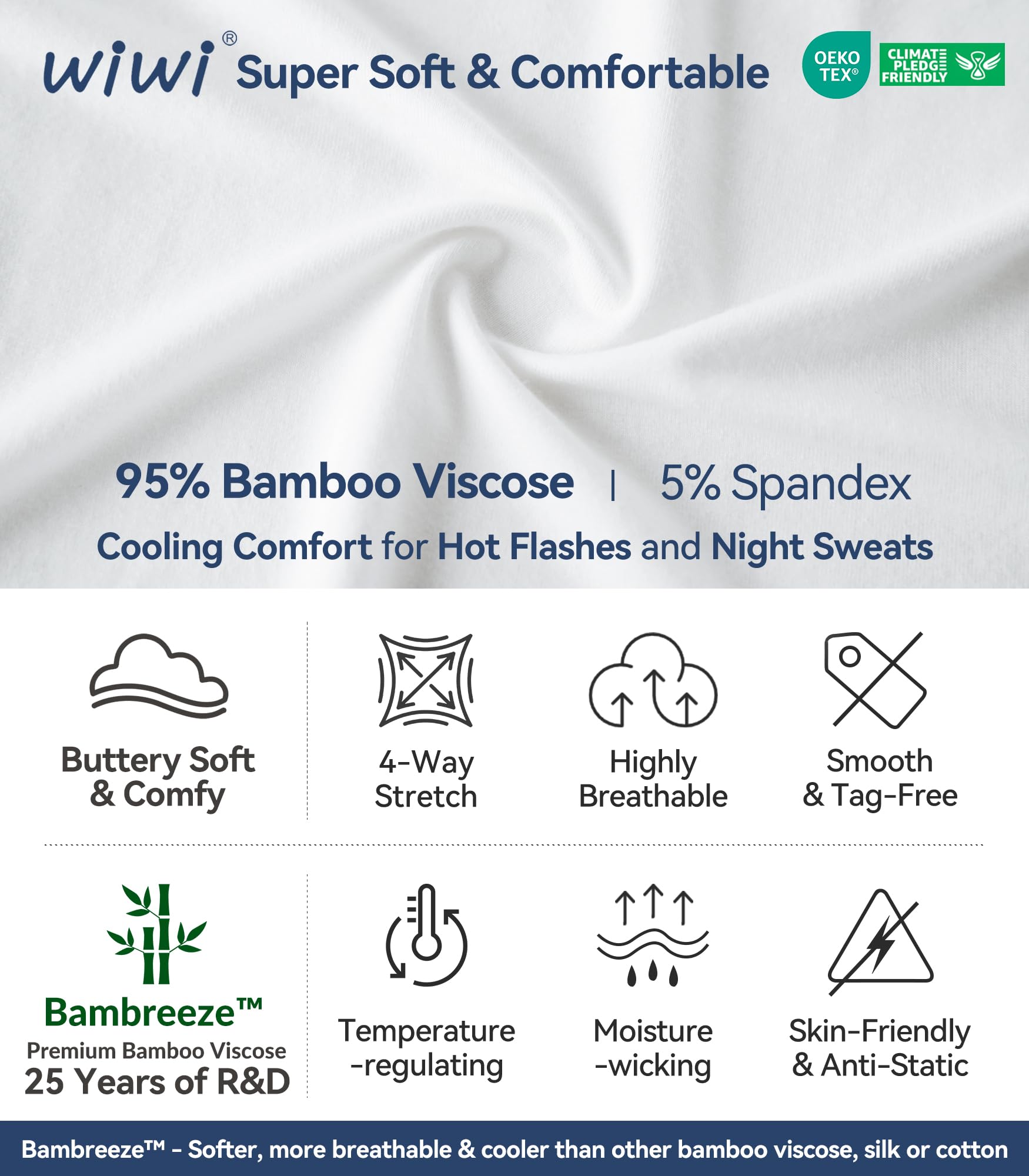 WiWi Pyjama pour femmes Ensemble haut à manches courtes et short en viscose de bambou Ensemble de pyjama S-XXL