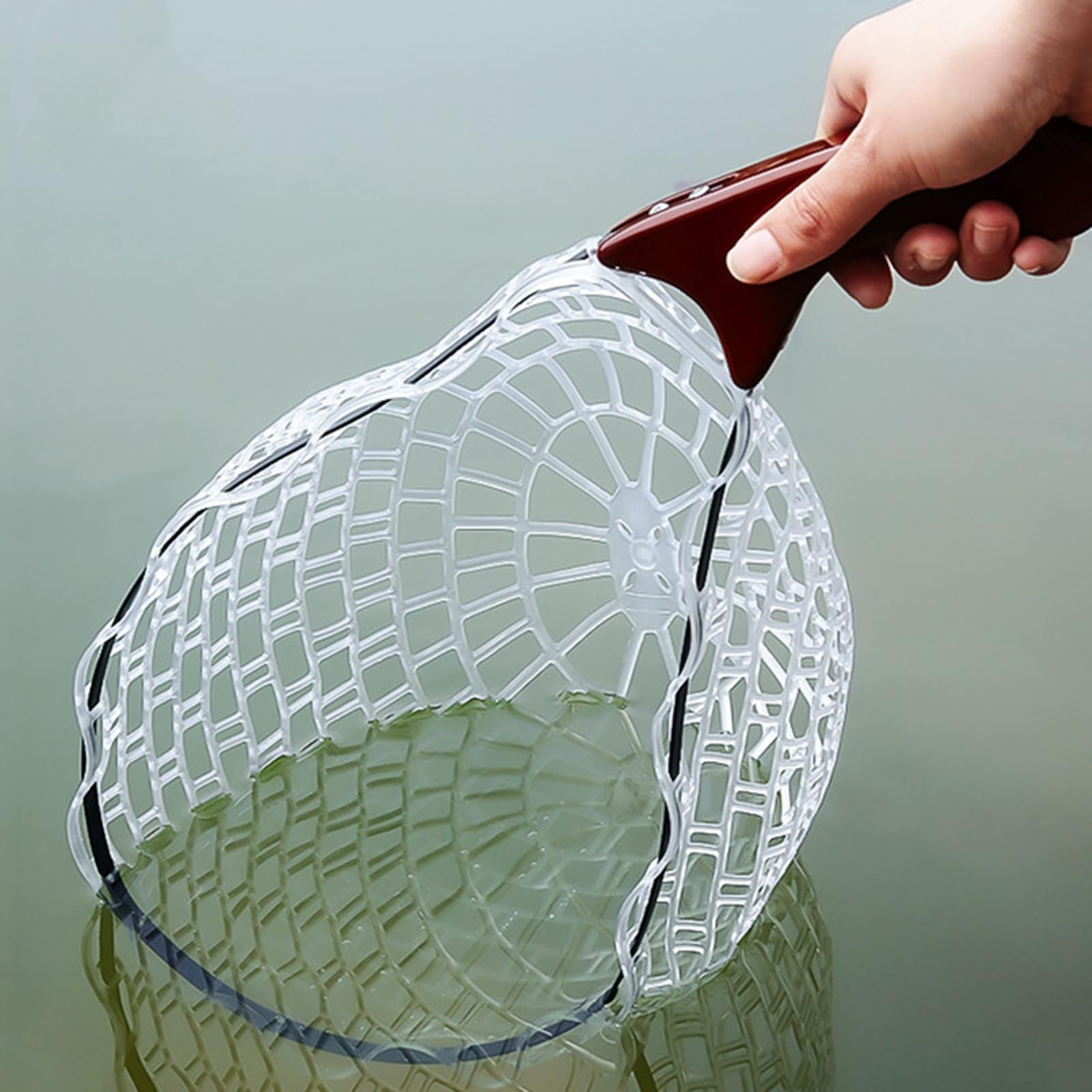 Red de pesca plegable con asa | Mango cómodo red de pesca viva para piscina estanques salmón pesca con mosca kayak