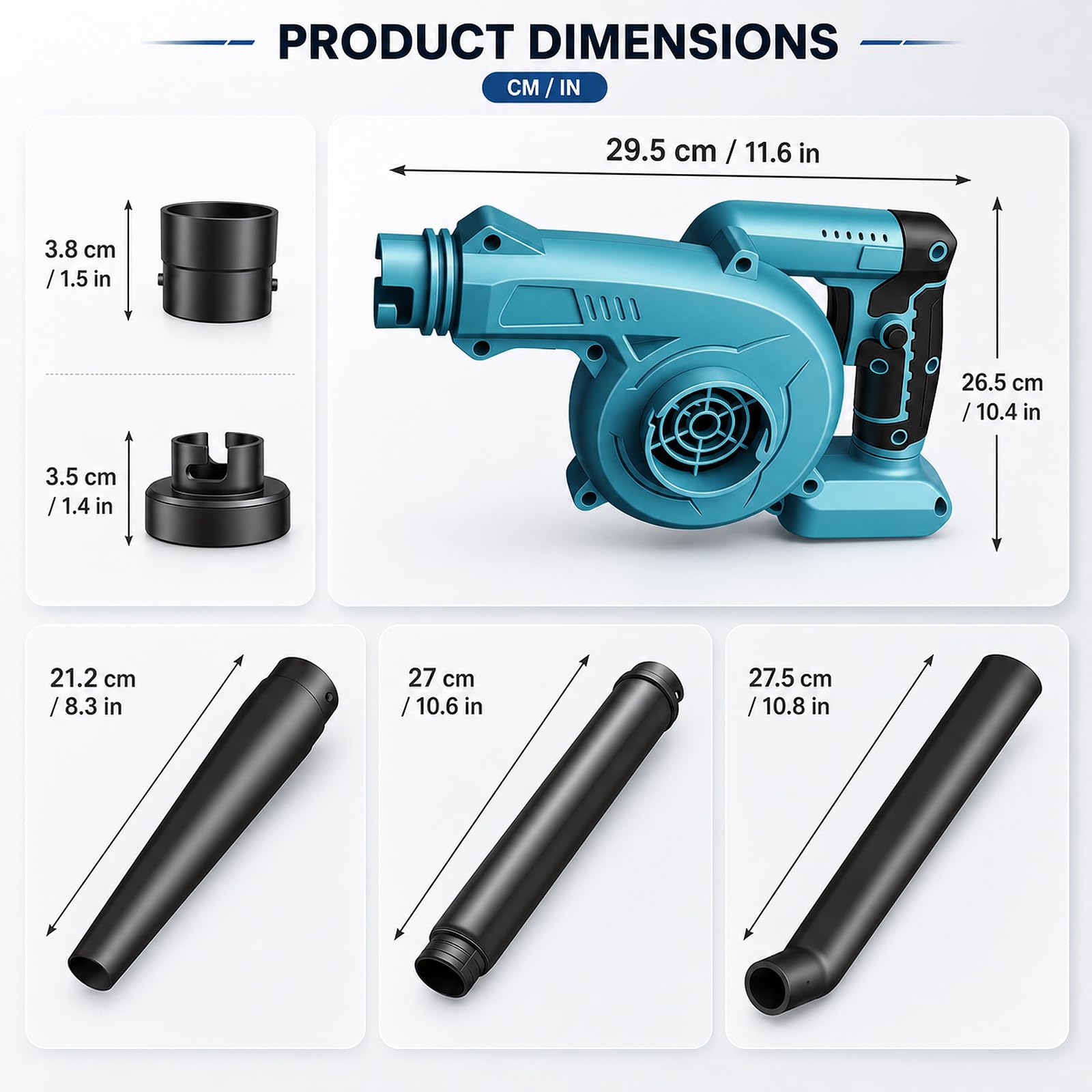 Soplador de hojas inalámbrico, 2 en 1 soplador de batería con función de eliminación de polvo, 2 baterías de 3,0 Ah, 19500 RPM, soplador eléctrico para jardín, terraza, coche