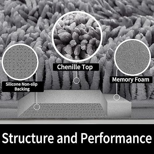 Miniatura 6 de Yimobra - Tapete de calidad alta para baño de felpa antideslizante y esponjosa, increíblemente suave, cómoda, extra gruesa, absorbente de agua, 31.5
