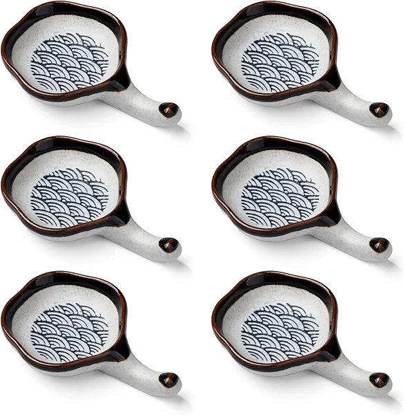 forkmannie Ceramic Sauce Dish Set of 6 Soy Sauce Dipping Bowls Appetizer Plates Side Dishes Serving Dish Japanese Style Dinnerware Set (Blue-2)