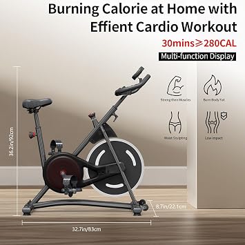 FITNESS Exercise Bike, Quiet Belt Drive Stationary Bike for Home with 0-100 Resistance & App, 300 LB High Carbon Steel Training Bike, Indoor Cycling Bike with Tablet Holder and Heart Rate