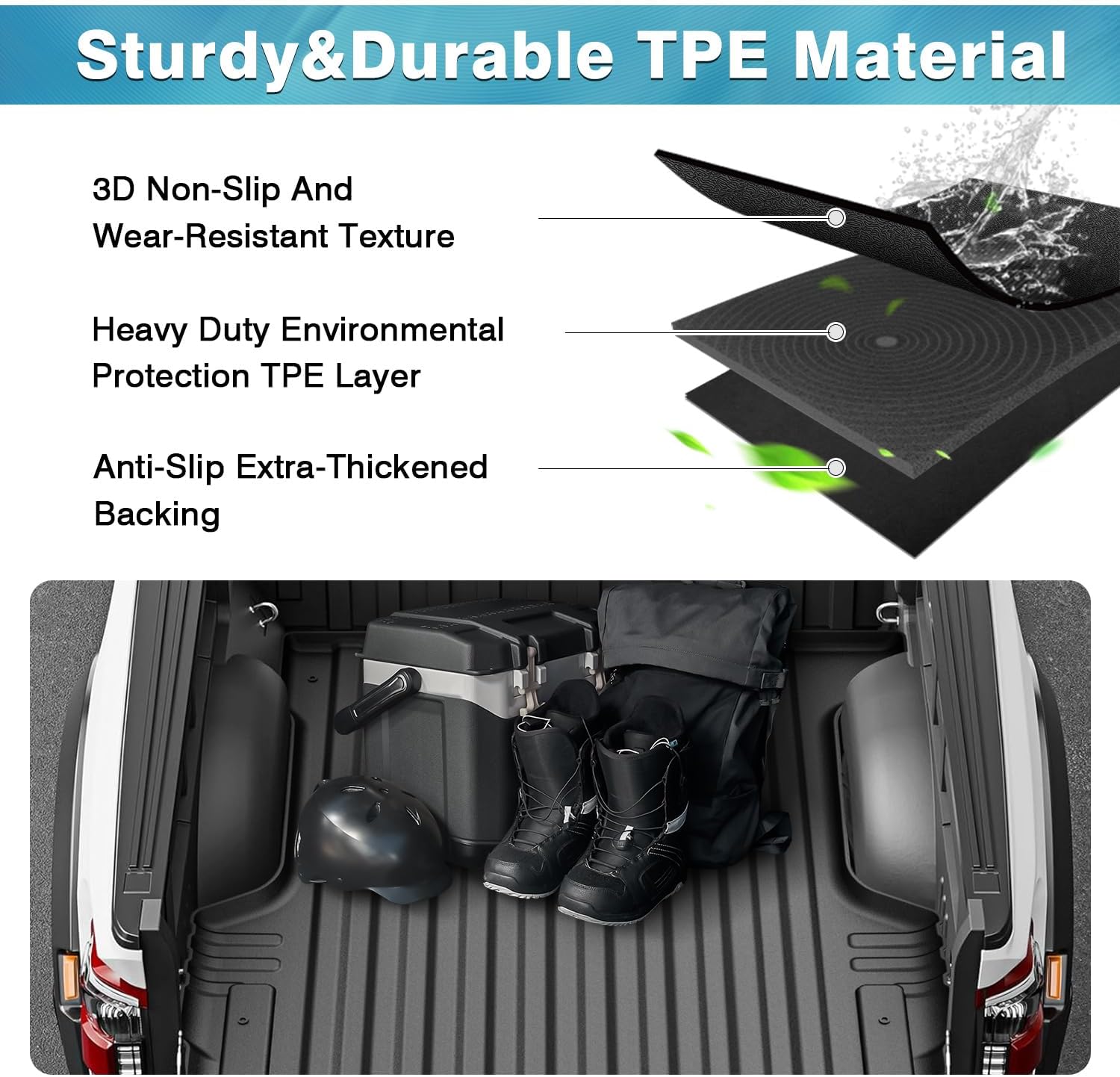Mixsuper Truck Bed Mat for 2015-2022 Chevrolet Colorado/GMC Canyon 5ft Bed, All Weather Truck Bed Liner TPE Rugged Durable Odorless Black
