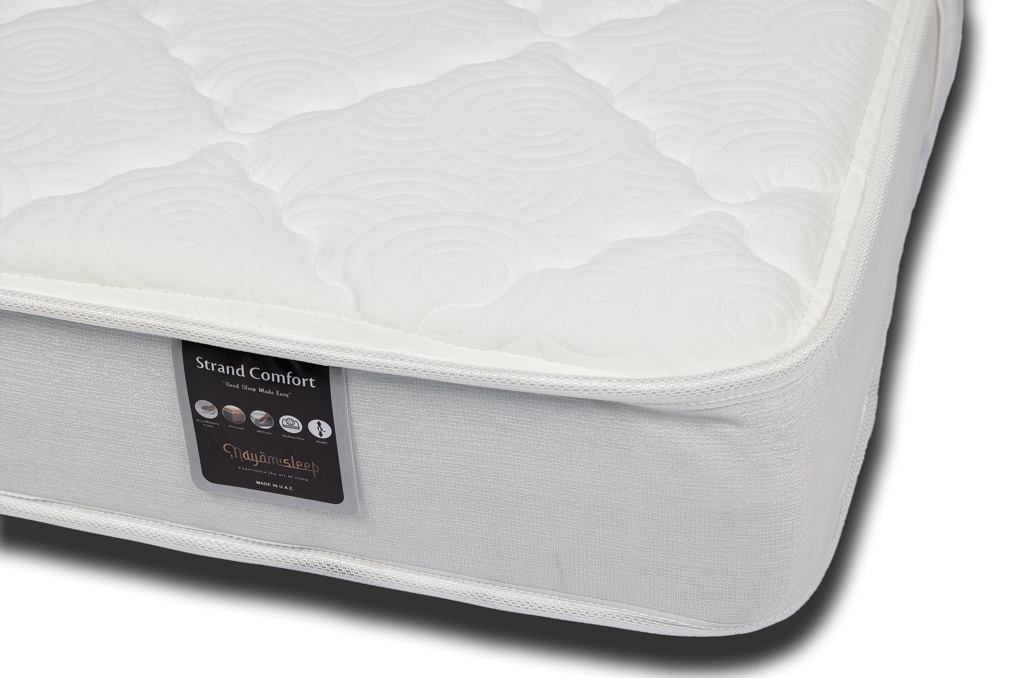 BEDZONLINENayam Sleep Strand Comfort Mattress |15CM Thickness | Triple Layered Foam For Optimum Support | Made With Premium Visco Memory Foam | Medium Firm Density | Twin 140x190